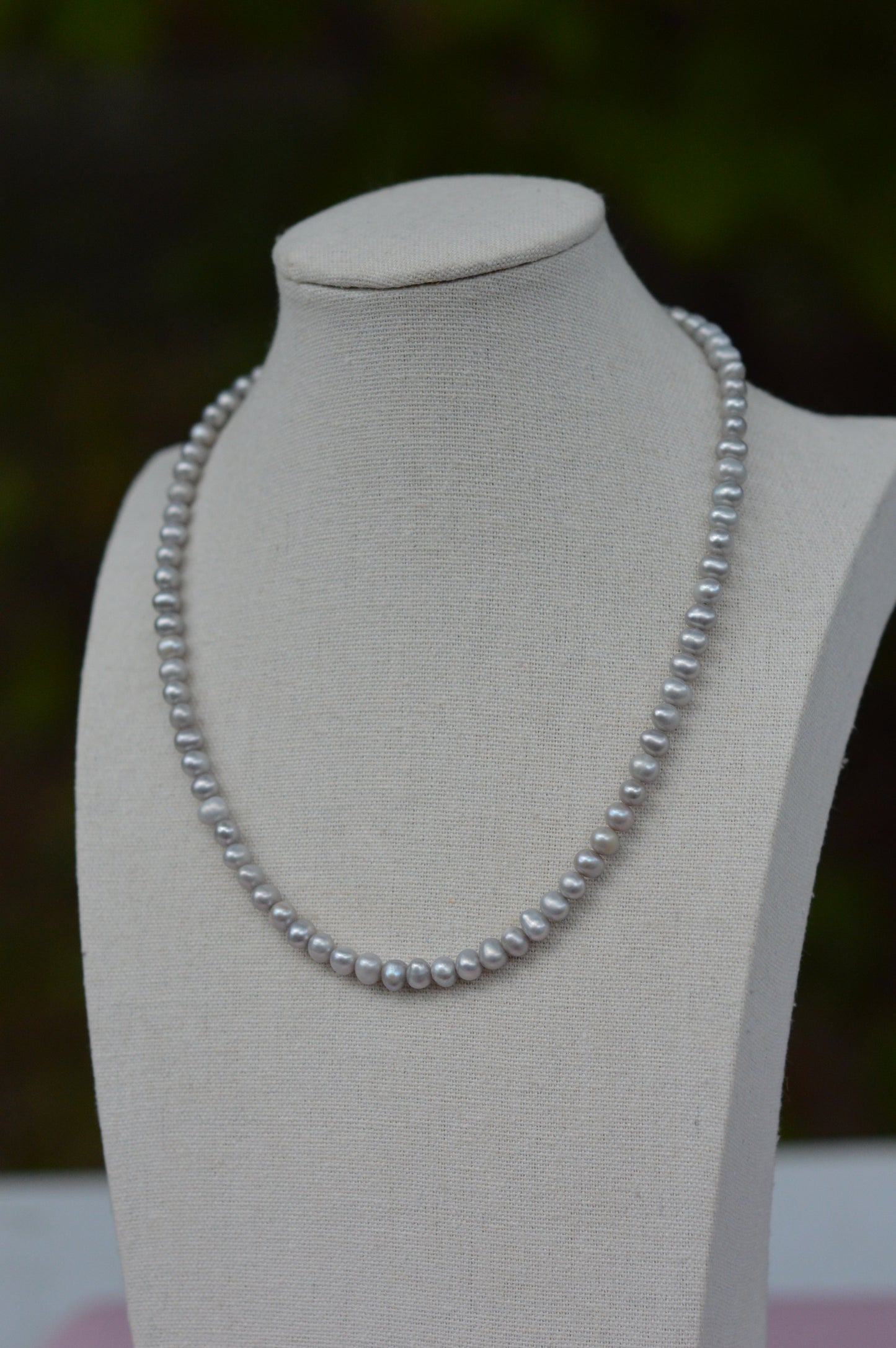 Silver Freshwater Pearl Necklace: Unisex Minimalist Jewelry 17"