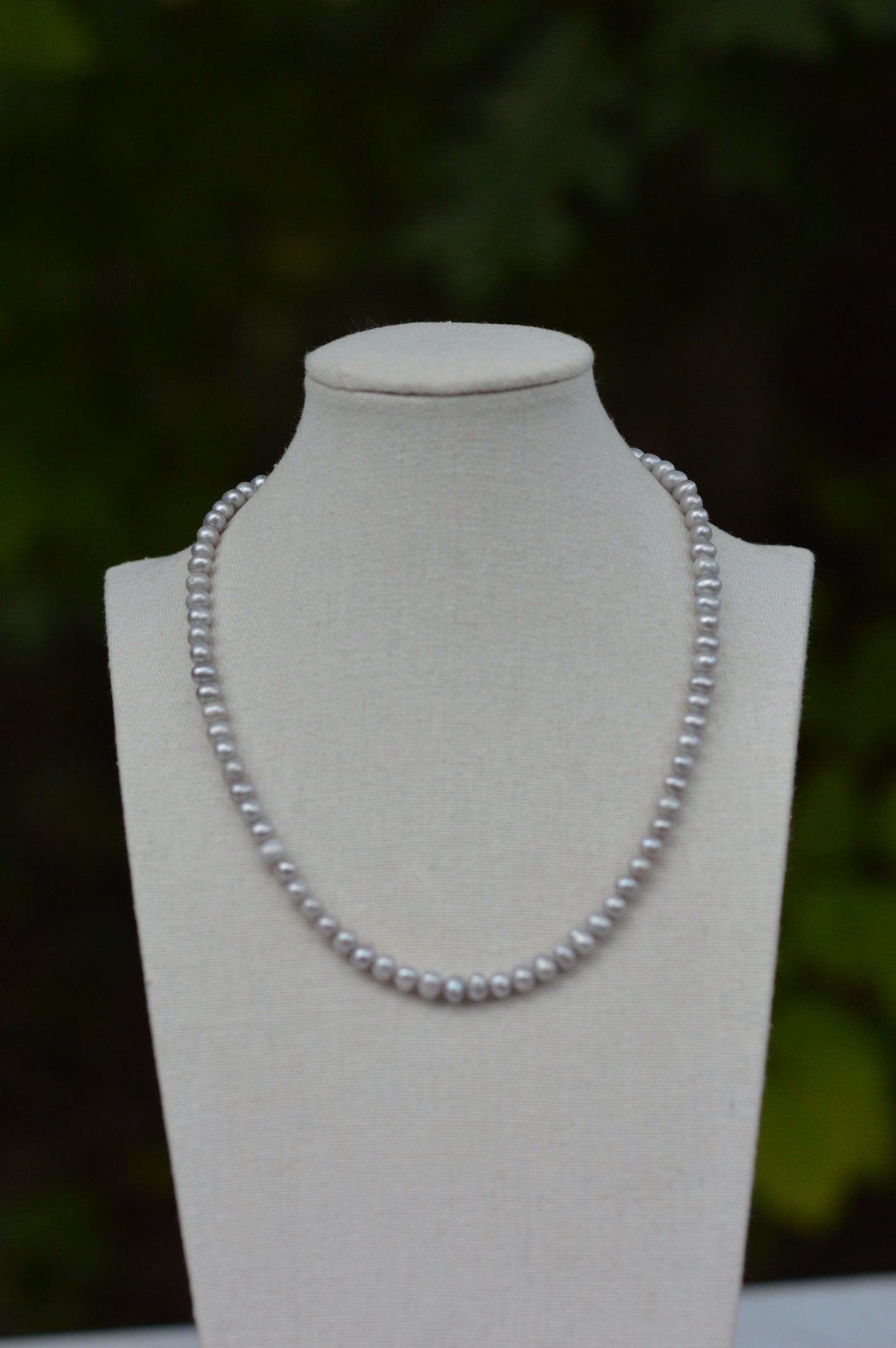 Silver Freshwater Pearl Necklace: Unisex Minimalist Jewelry 17"