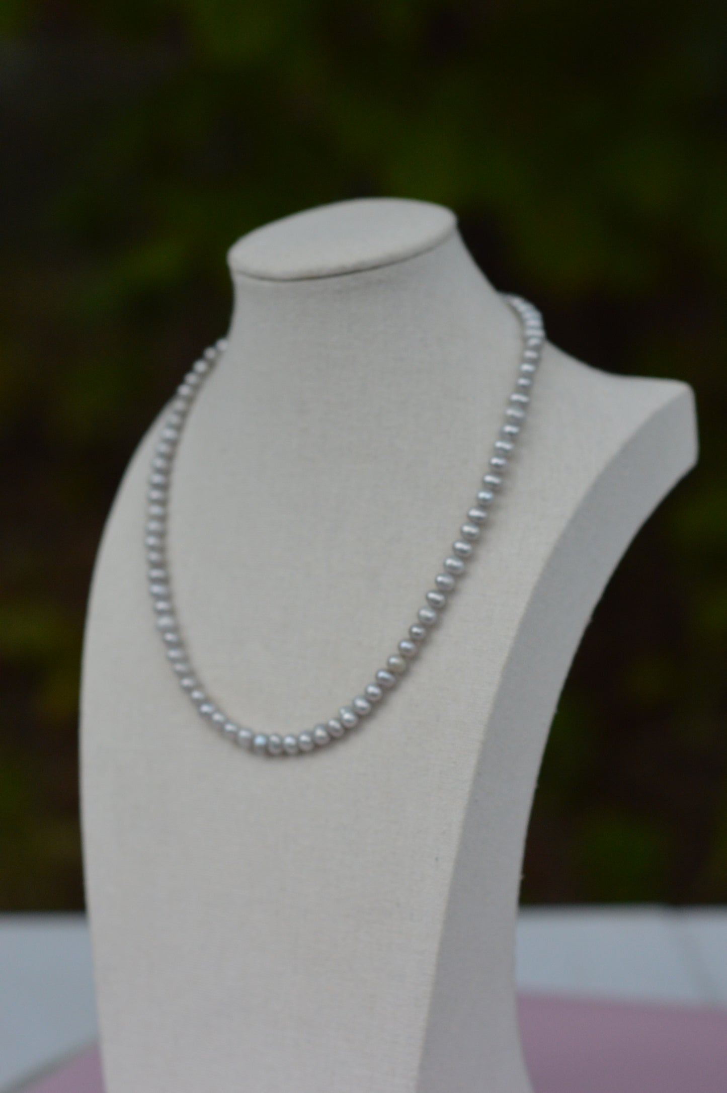 Silver Freshwater Pearl Necklace: Unisex Minimalist Jewelry 17"