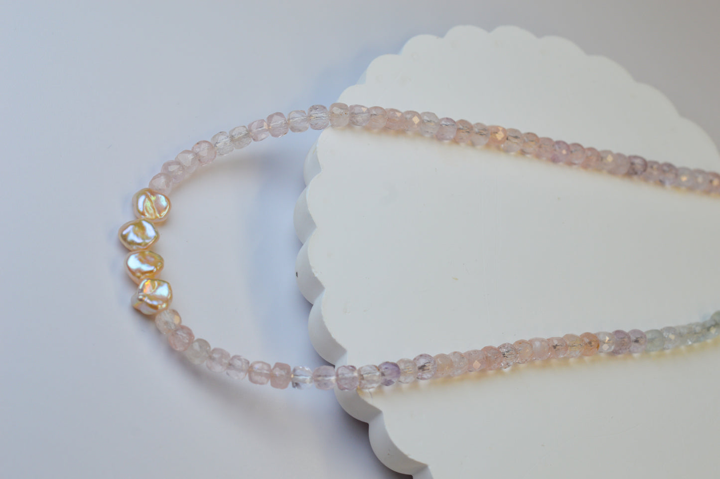 Icy Morganite & Keshi Pearl Necklace