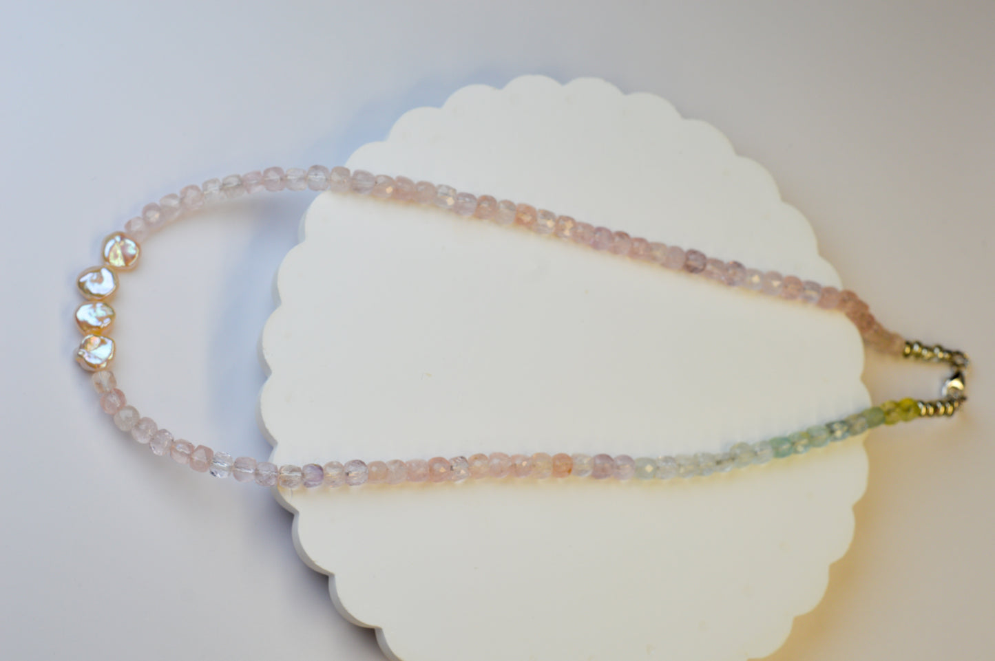 Icy Morganite & Keshi Pearl Necklace