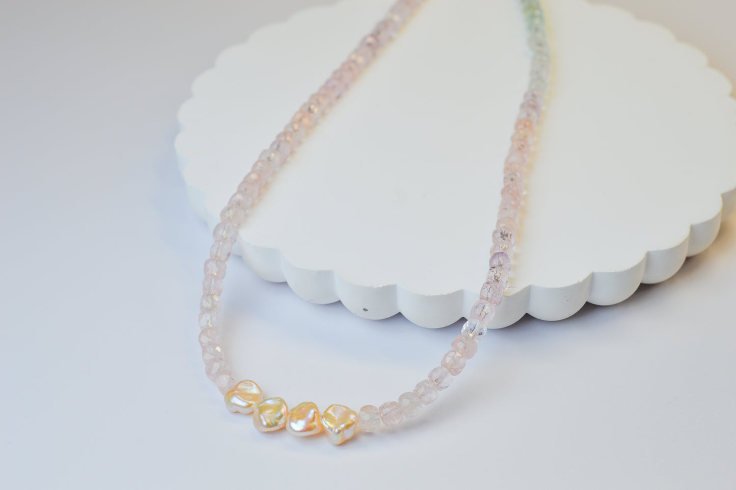 Icy Morganite & Keshi Pearl Necklace