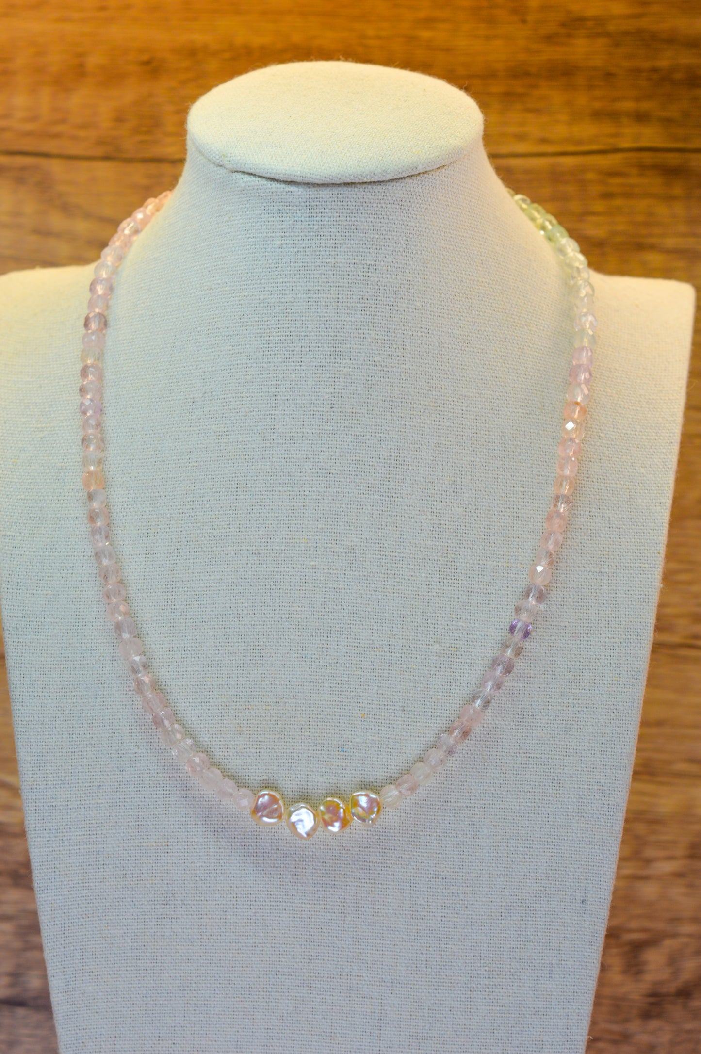 Icy Morganite & Keshi Pearl Necklace