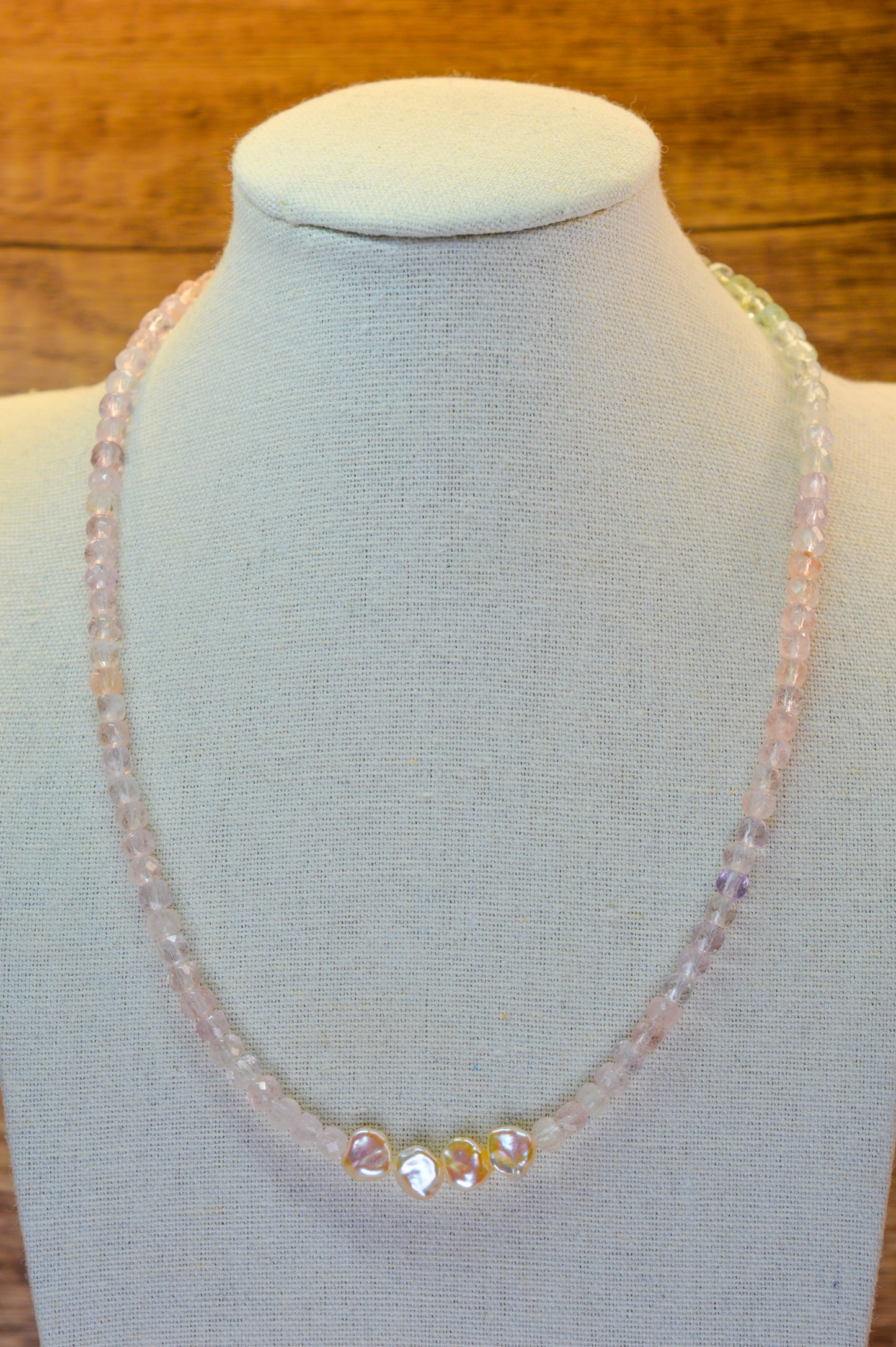 Icy Morganite & Keshi Pearl Necklace