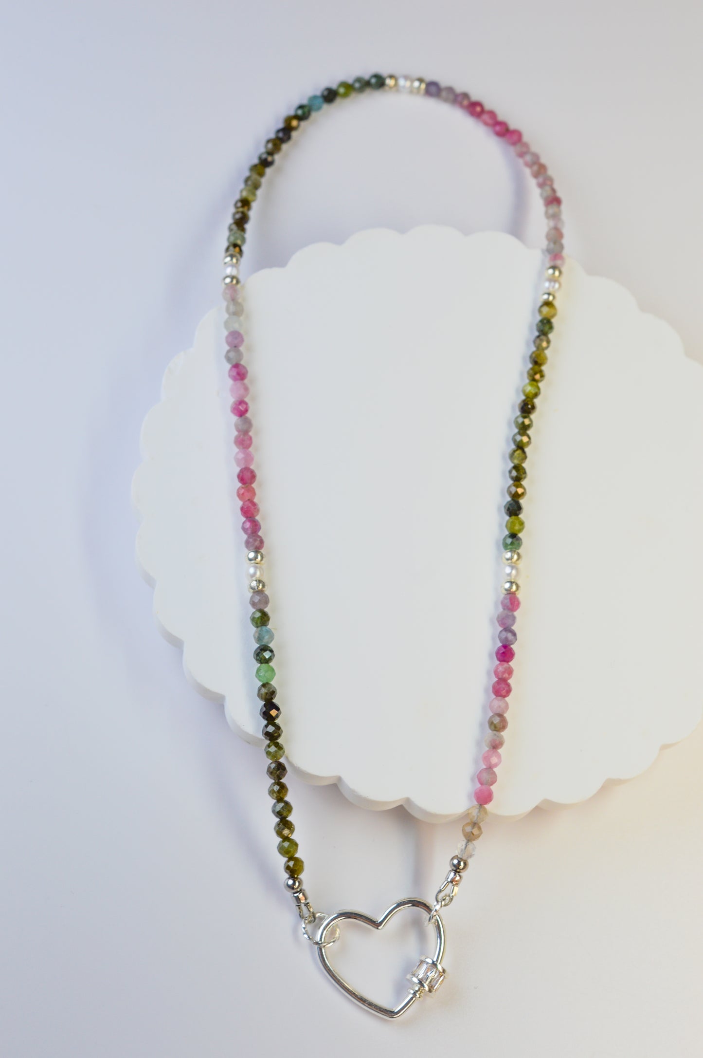 Tourmaline & Heart Necklace 18"