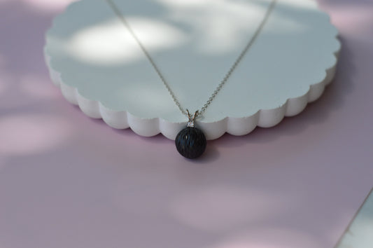 19.5" Tahitian Pearl Carved Necklace - Sterling Silver