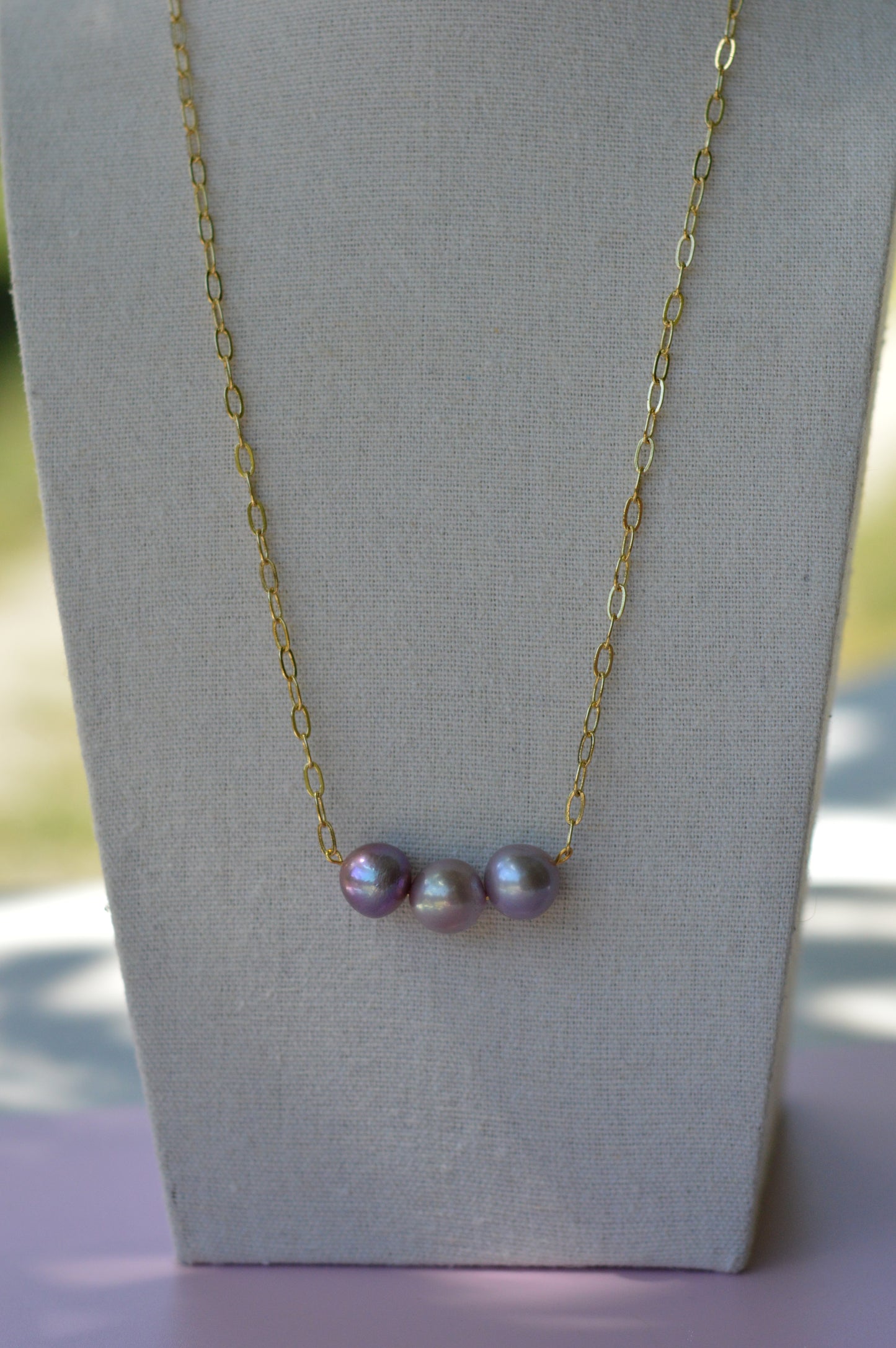 22" Natural Purple Edison Pearl Necklace – Gold Plated Chain