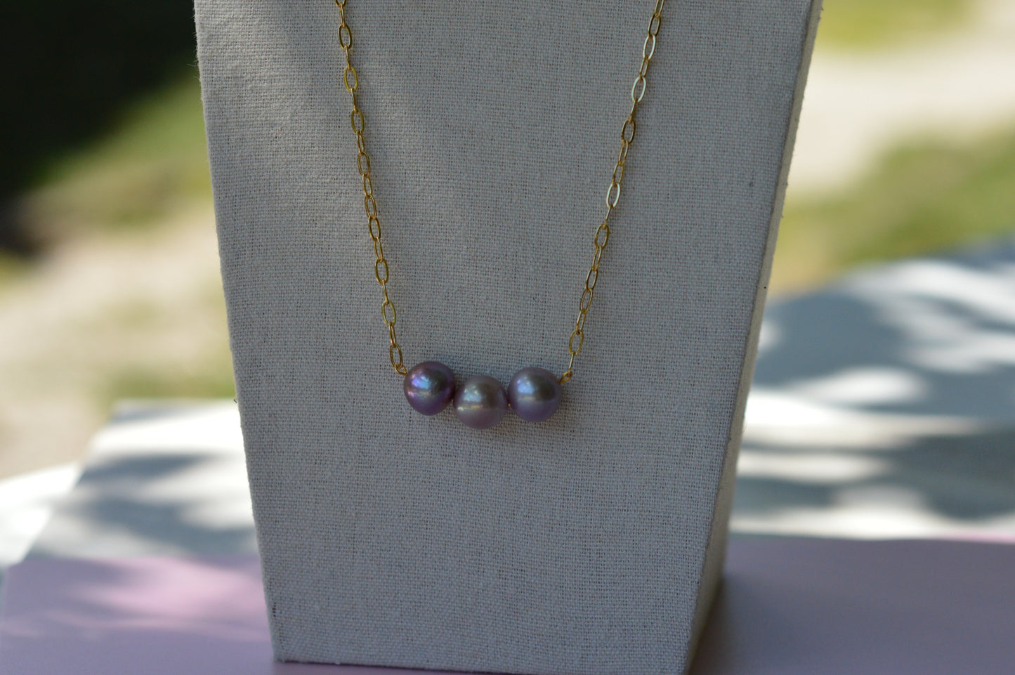 22" Natural Purple Edison Pearl Necklace – Gold Plated Chain