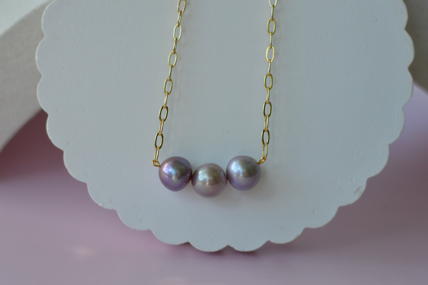 22" Natural Purple Edison Pearl Necklace – Gold Plated Chain