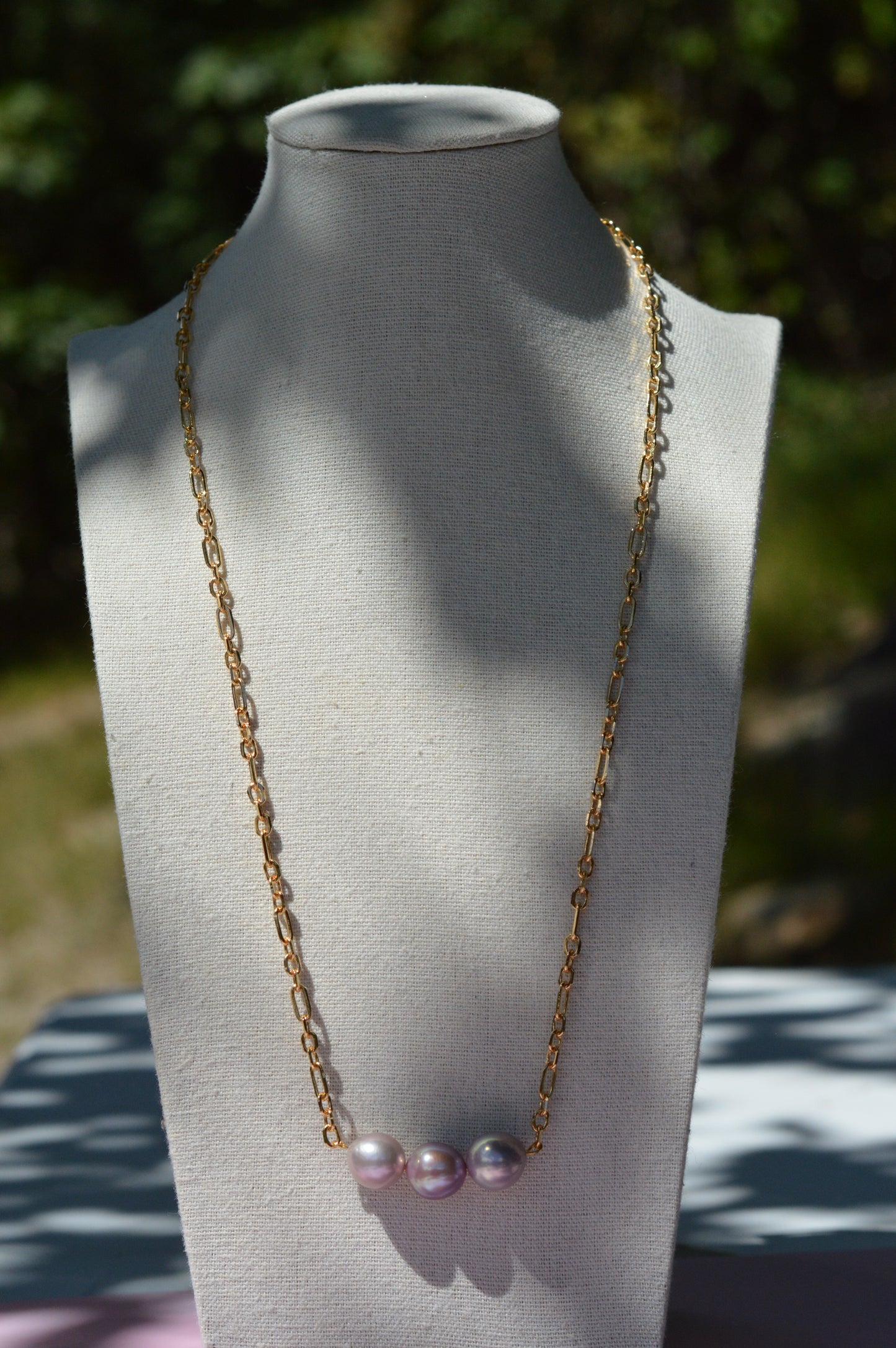 23" Natural Pastel Edison Pearl Necklace – Gold Plated Chain