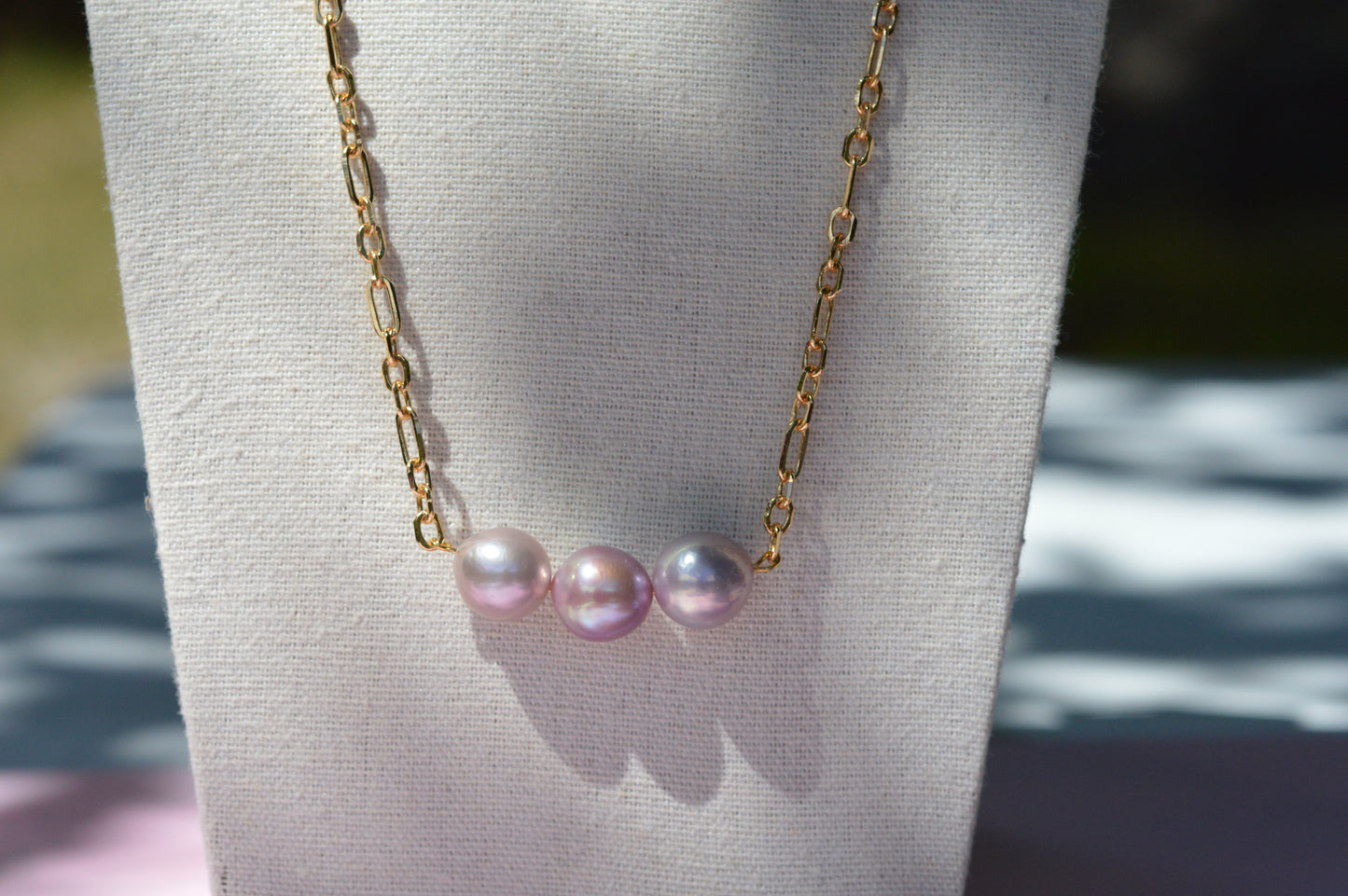 23" Natural Pastel Edison Pearl Necklace – Gold Plated Chain