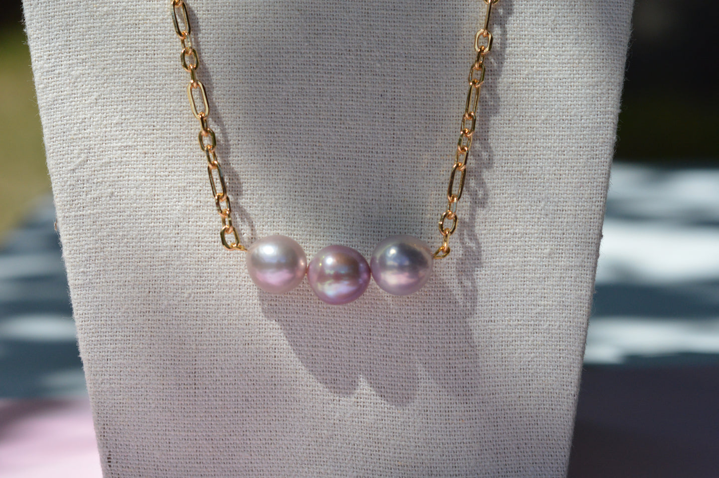 23" Natural Pastel Edison Pearl Necklace – Gold Plated Chain
