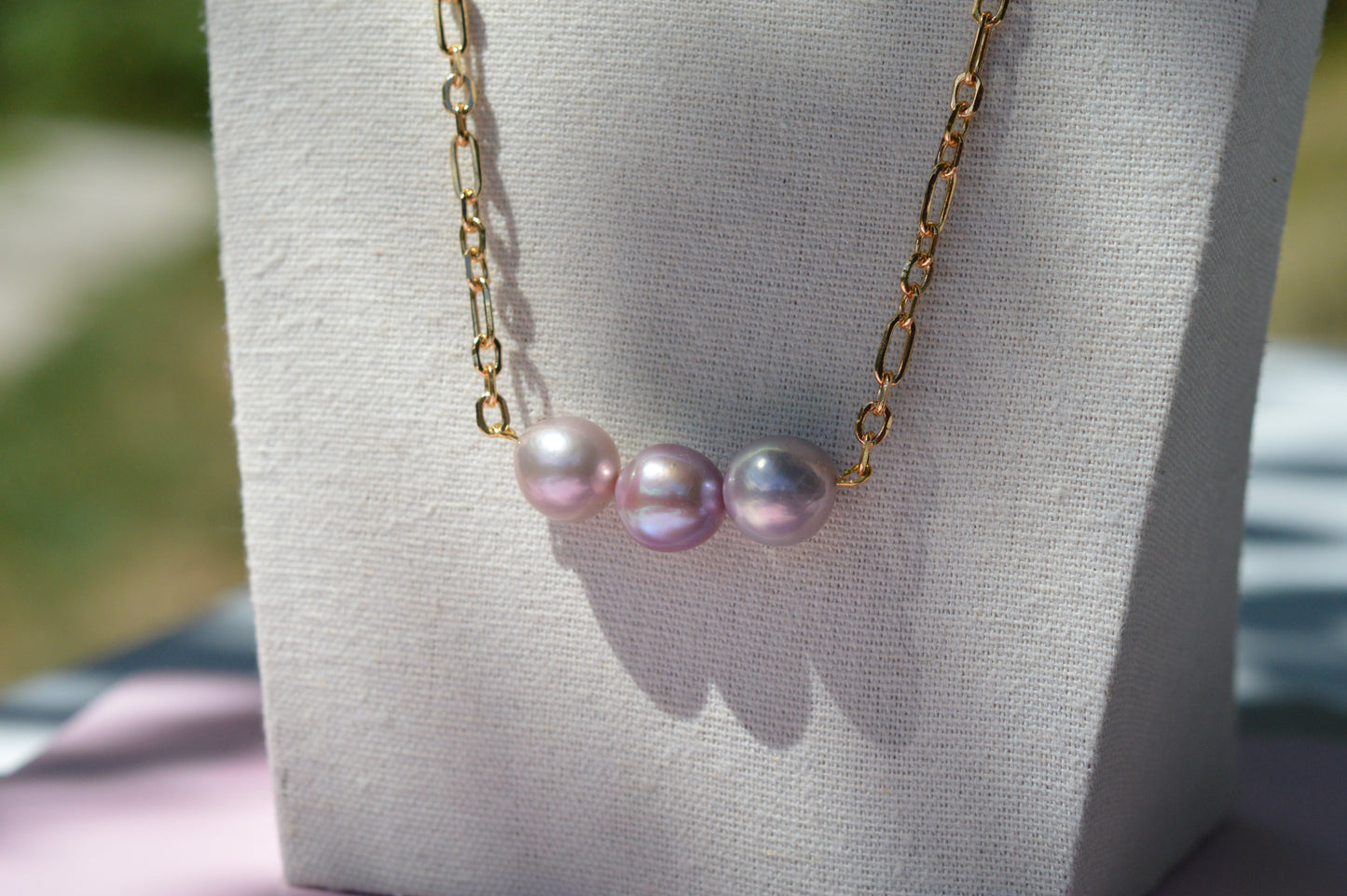 23" Natural Pastel Edison Pearl Necklace – Gold Plated Chain