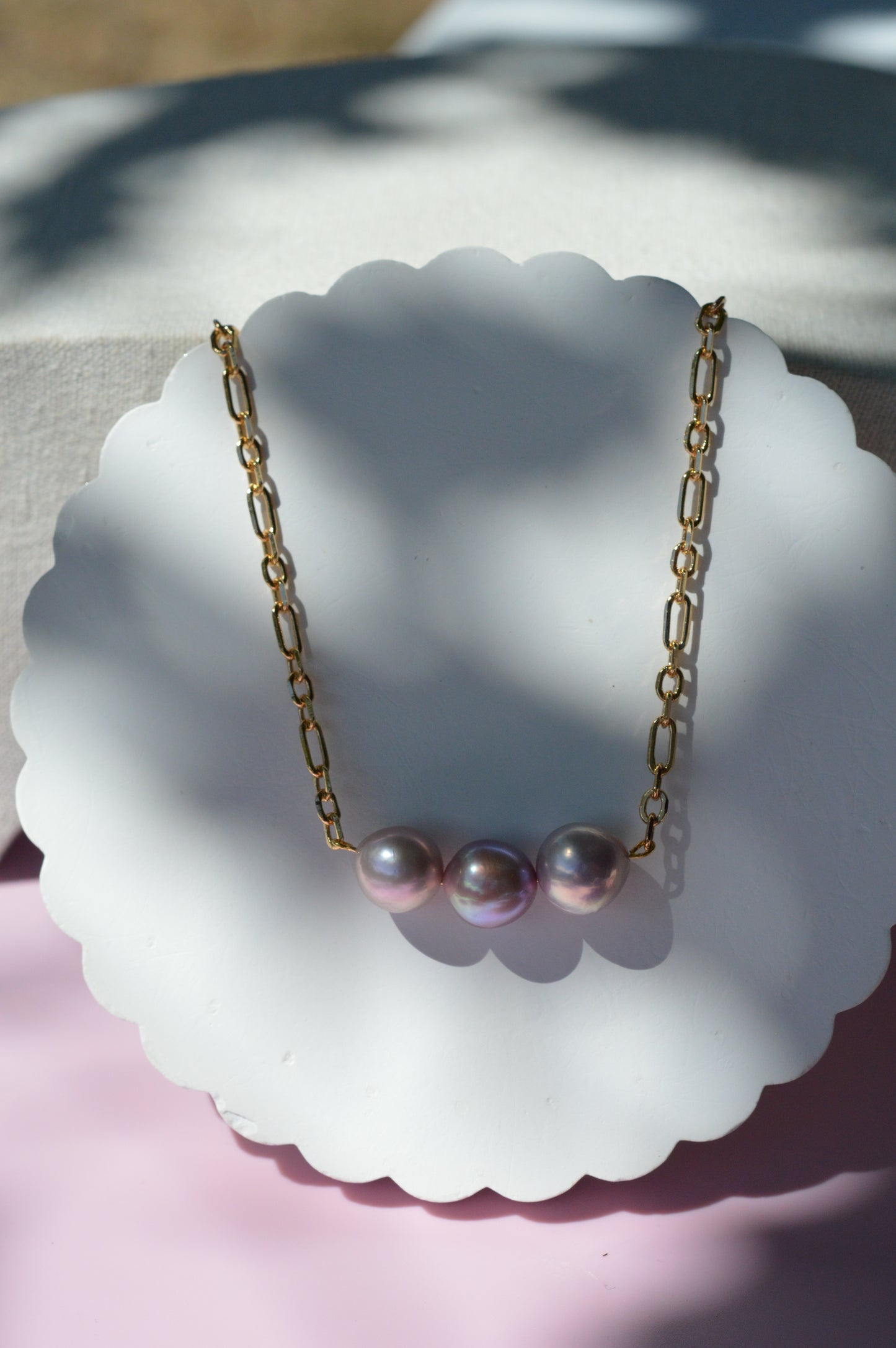 23" Natural Pastel Edison Pearl Necklace – Gold Plated Chain