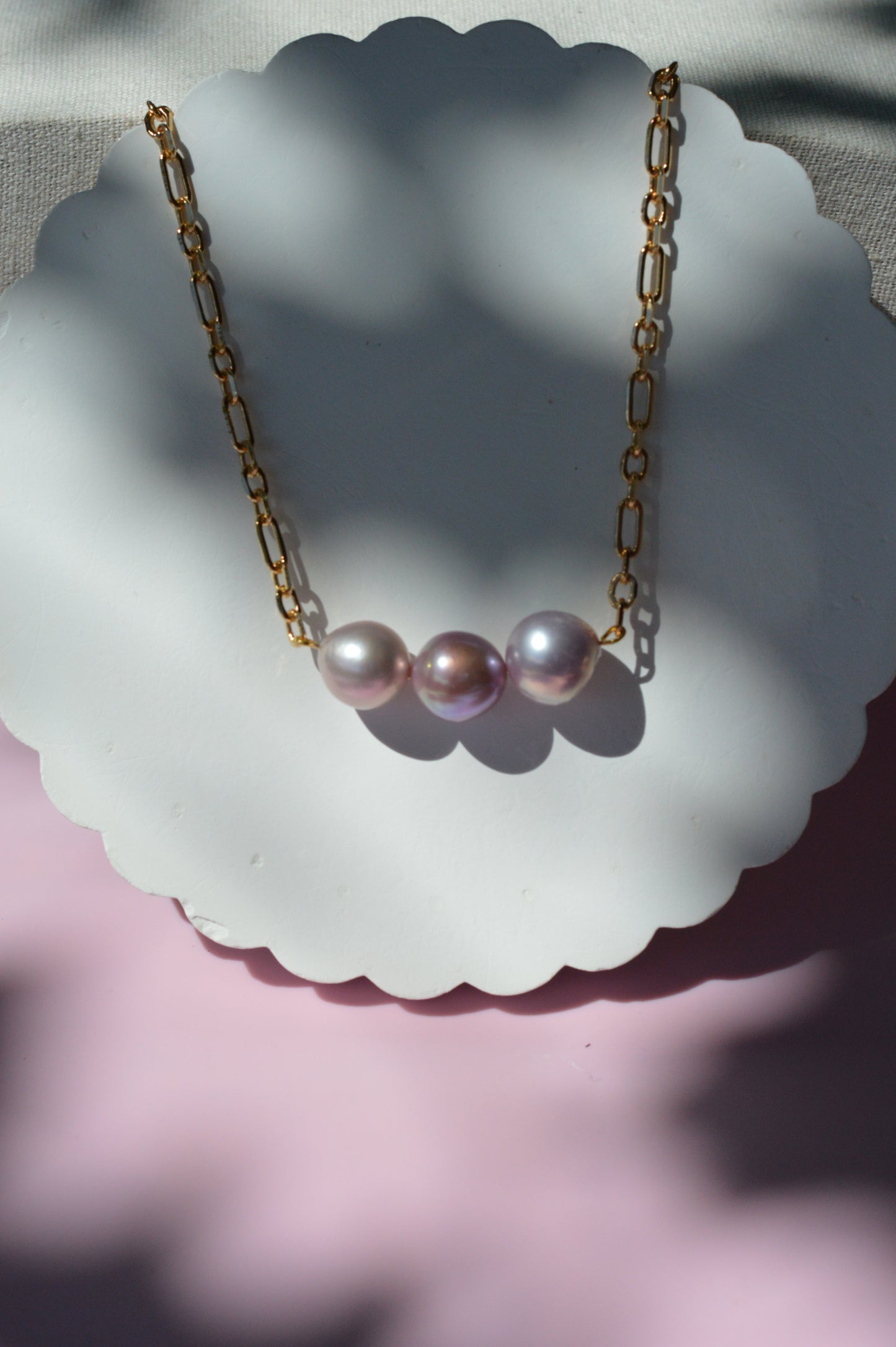 23" Natural Pastel Edison Pearl Necklace – Gold Plated Chain