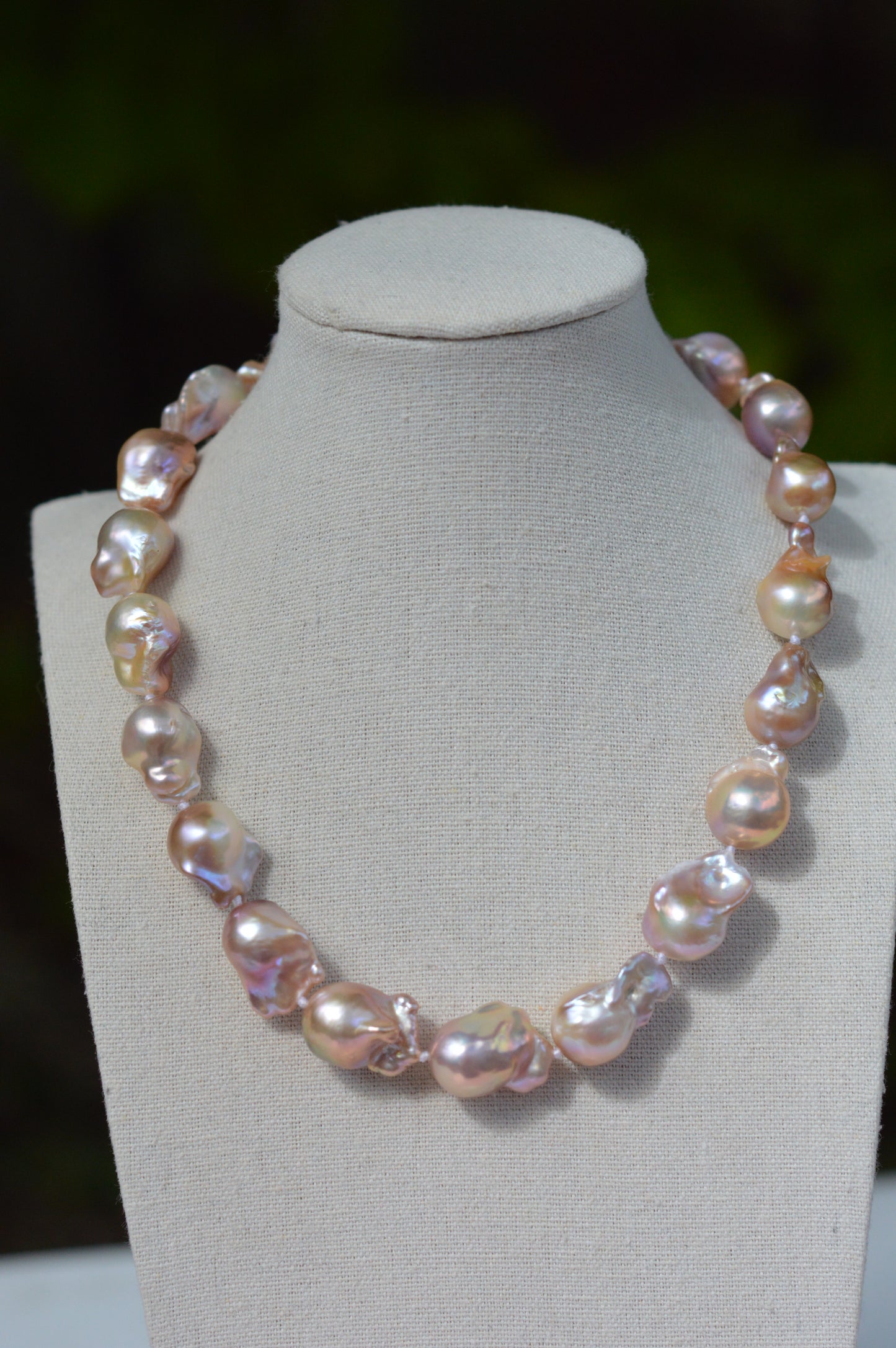 Metallic AAAA Flameball Baroque Pearl Necklace – 17" Sterling Silver