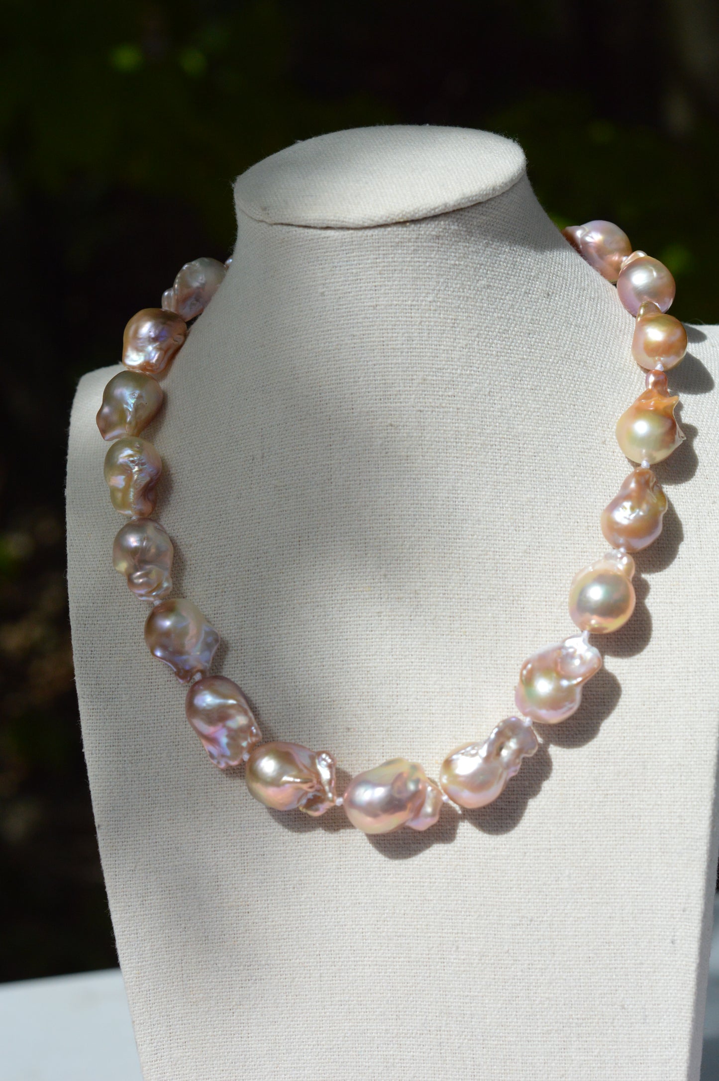 Metallic AAAA Flameball Baroque Pearl Necklace – 17" Sterling Silver