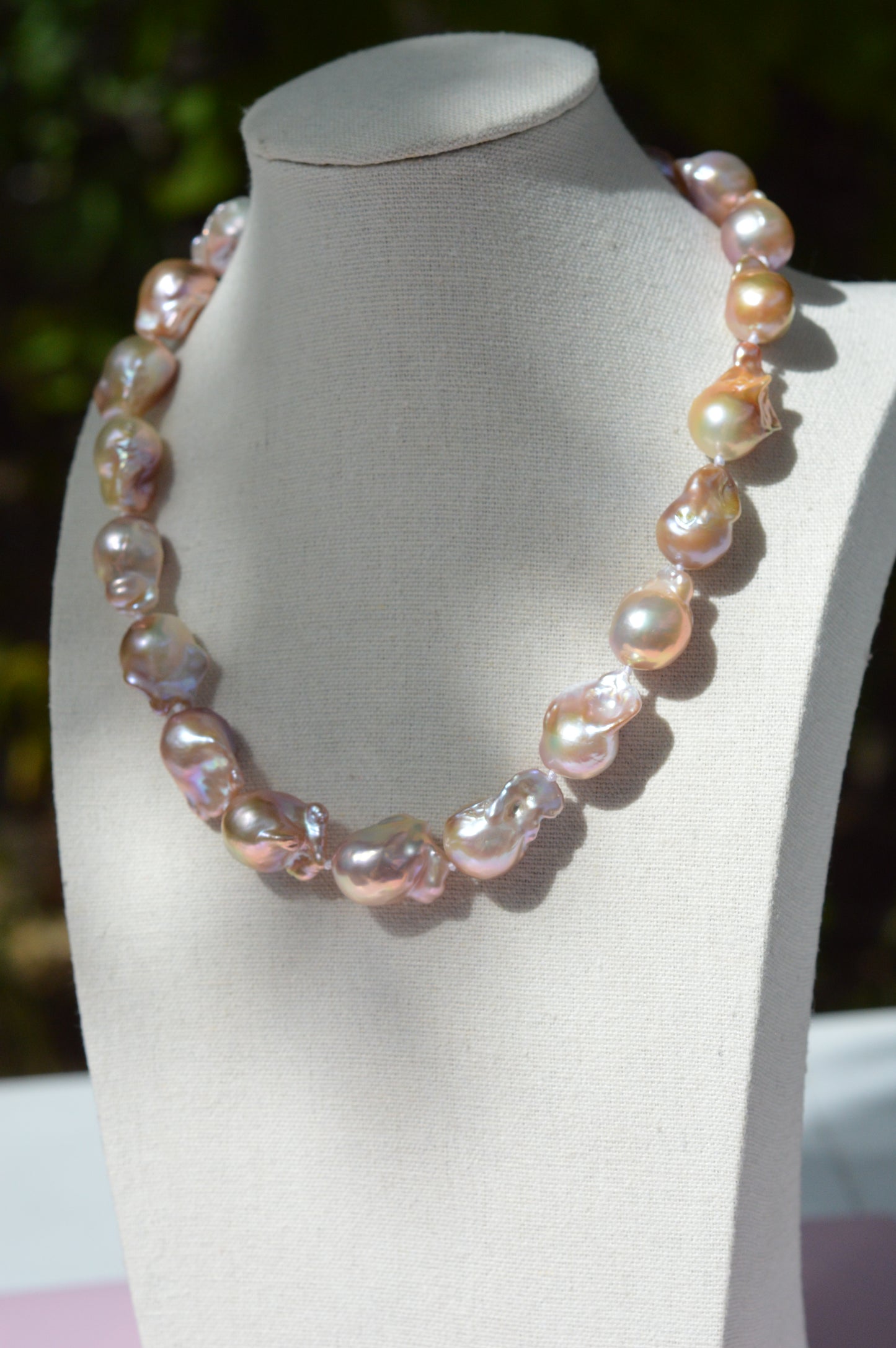 Metallic AAAA Flameball Baroque Pearl Necklace – 17" Sterling Silver