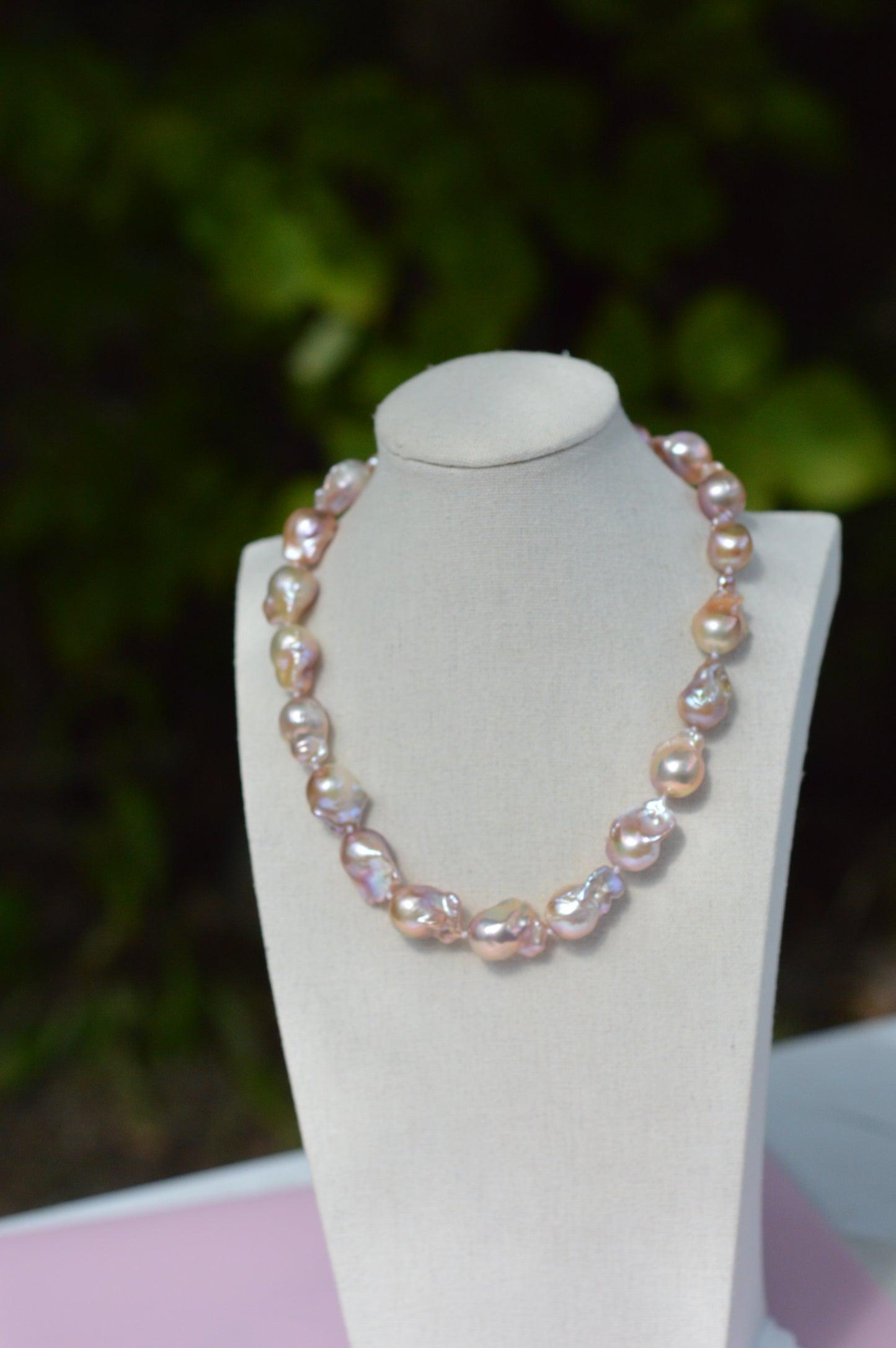 Metallic AAAA Flameball Baroque Pearl Necklace – 17" Sterling Silver