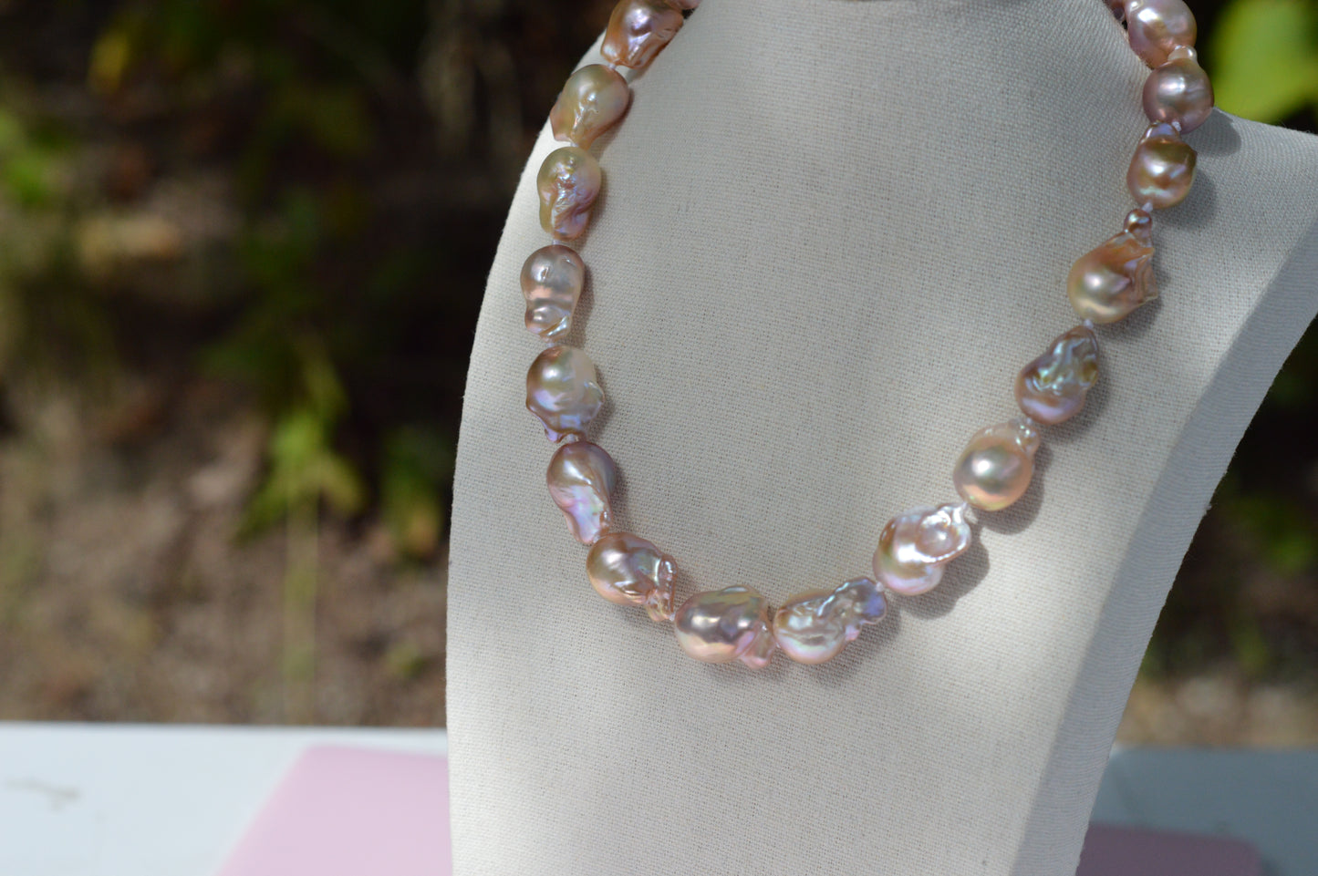 Metallic AAAA Flameball Baroque Pearl Necklace – 17" Sterling Silver