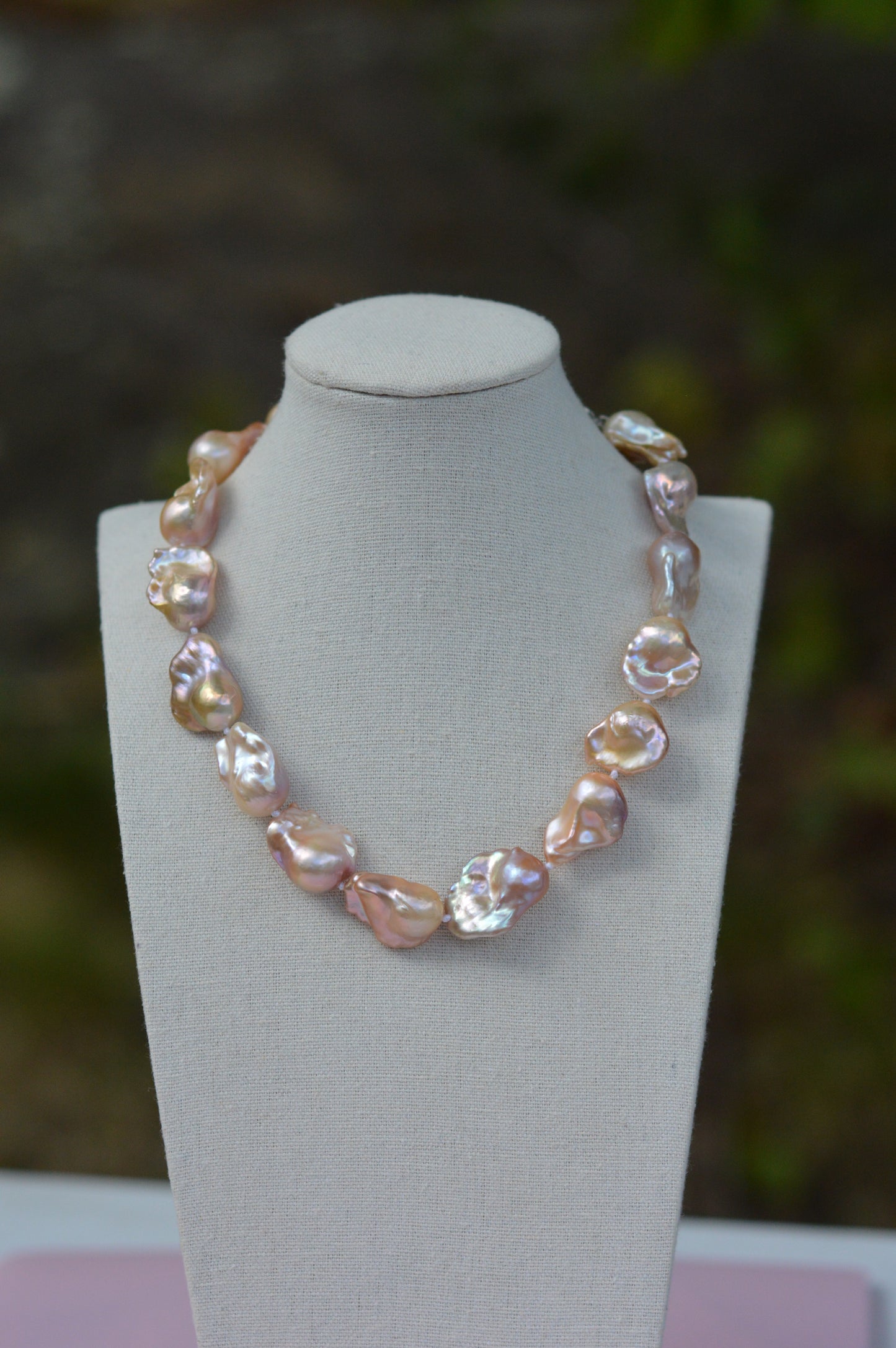 Metallic AAAA Flameball Baroque Pearl Necklace – 17" Sterling Silver