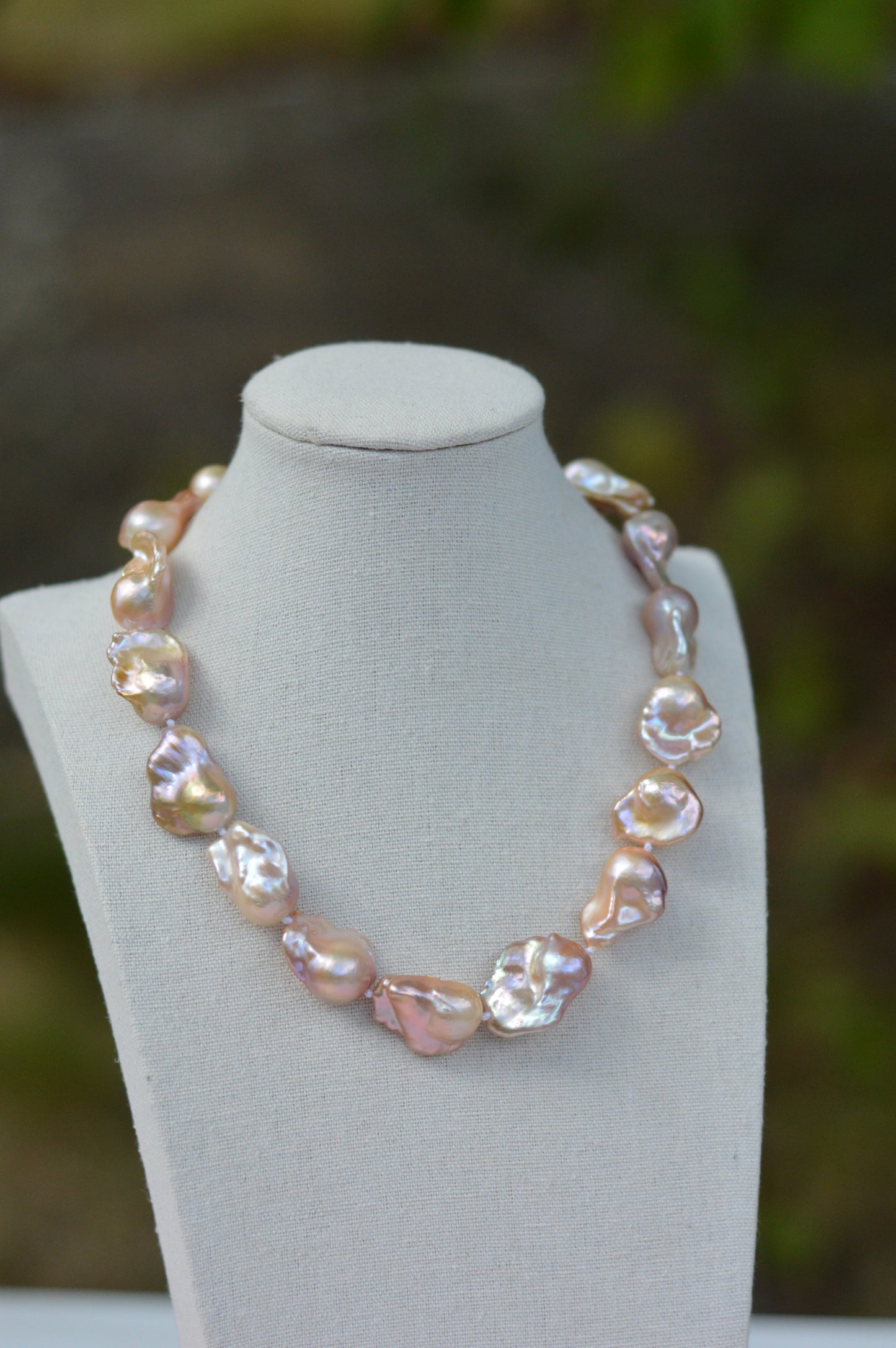 Metallic AAAA Flameball Baroque Pearl Necklace – 17" Sterling Silver