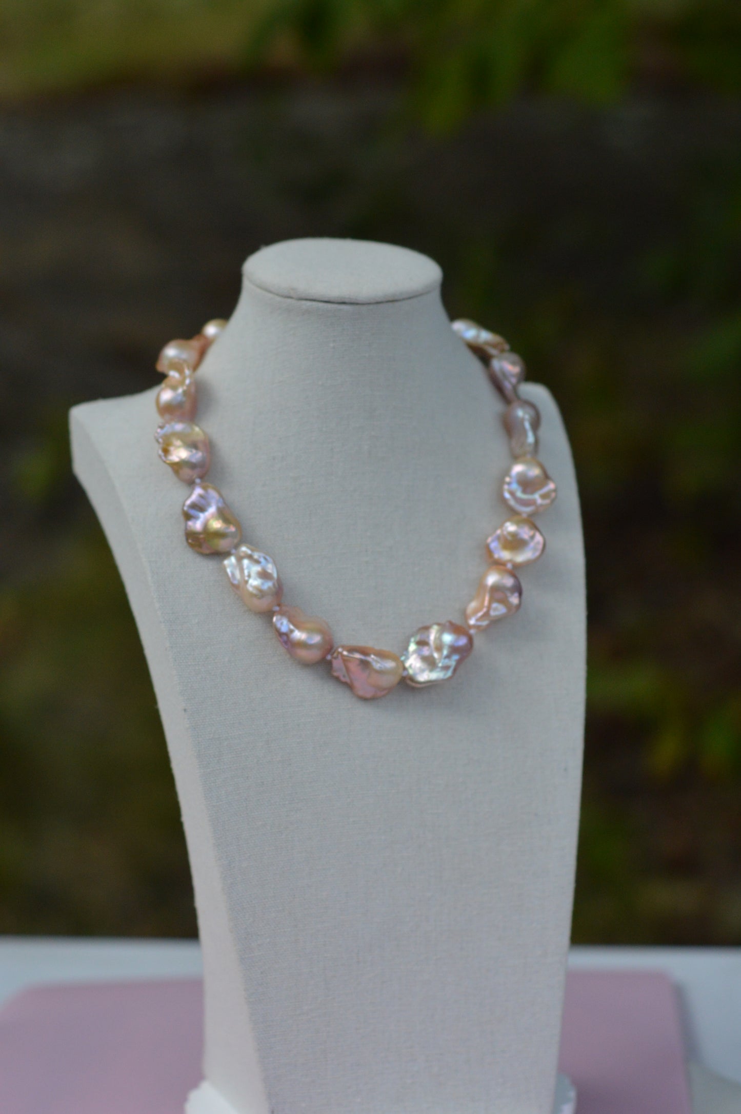 Metallic AAAA Flameball Baroque Pearl Necklace – 17" Sterling Silver