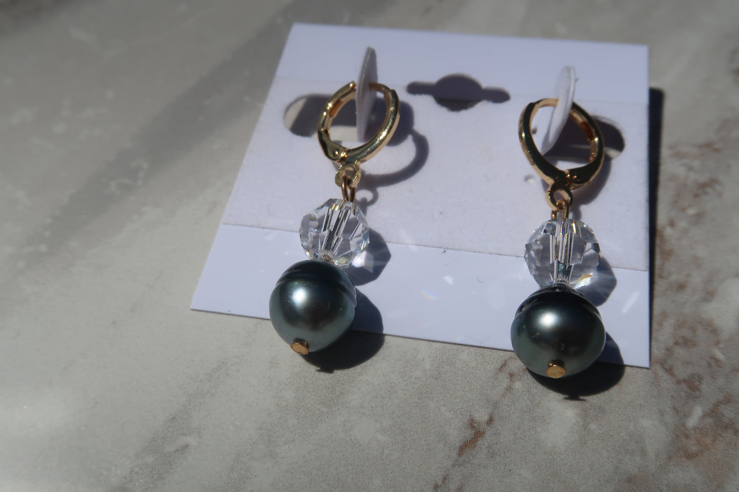 Tahitian Pearl Gold Plated 925 Hoops