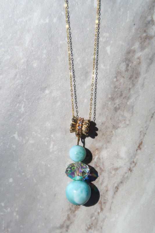 High Quality Larimar & Crystal Necklace