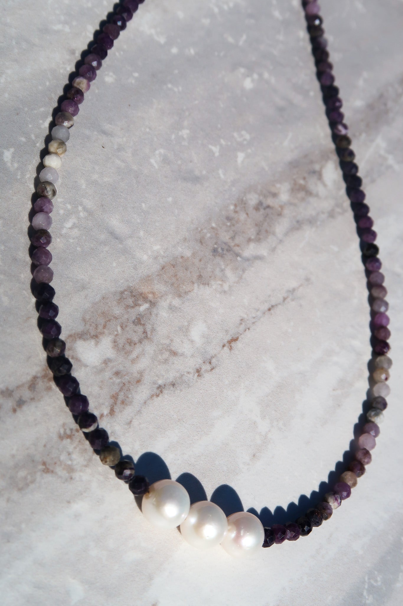 Purple Opal & White Edison Pearls