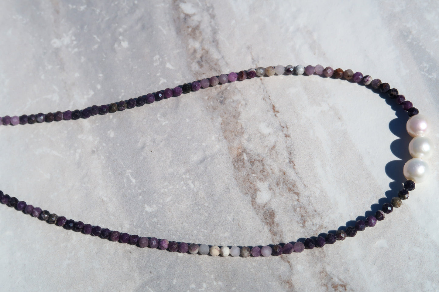 Purple Opal & White Edison Pearls