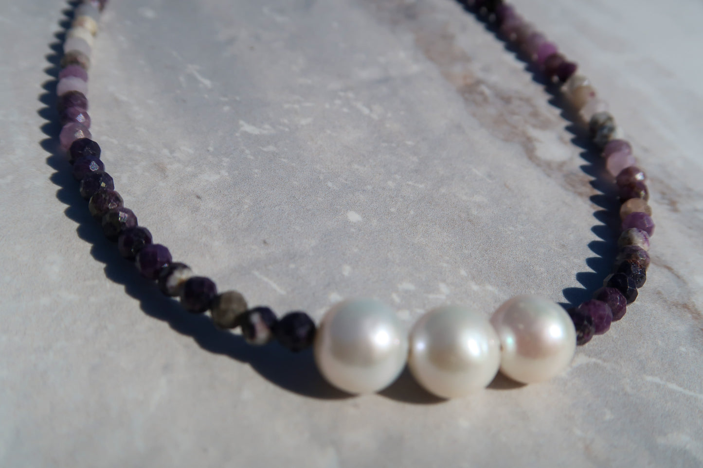 Purple Opal & White Edison Pearls