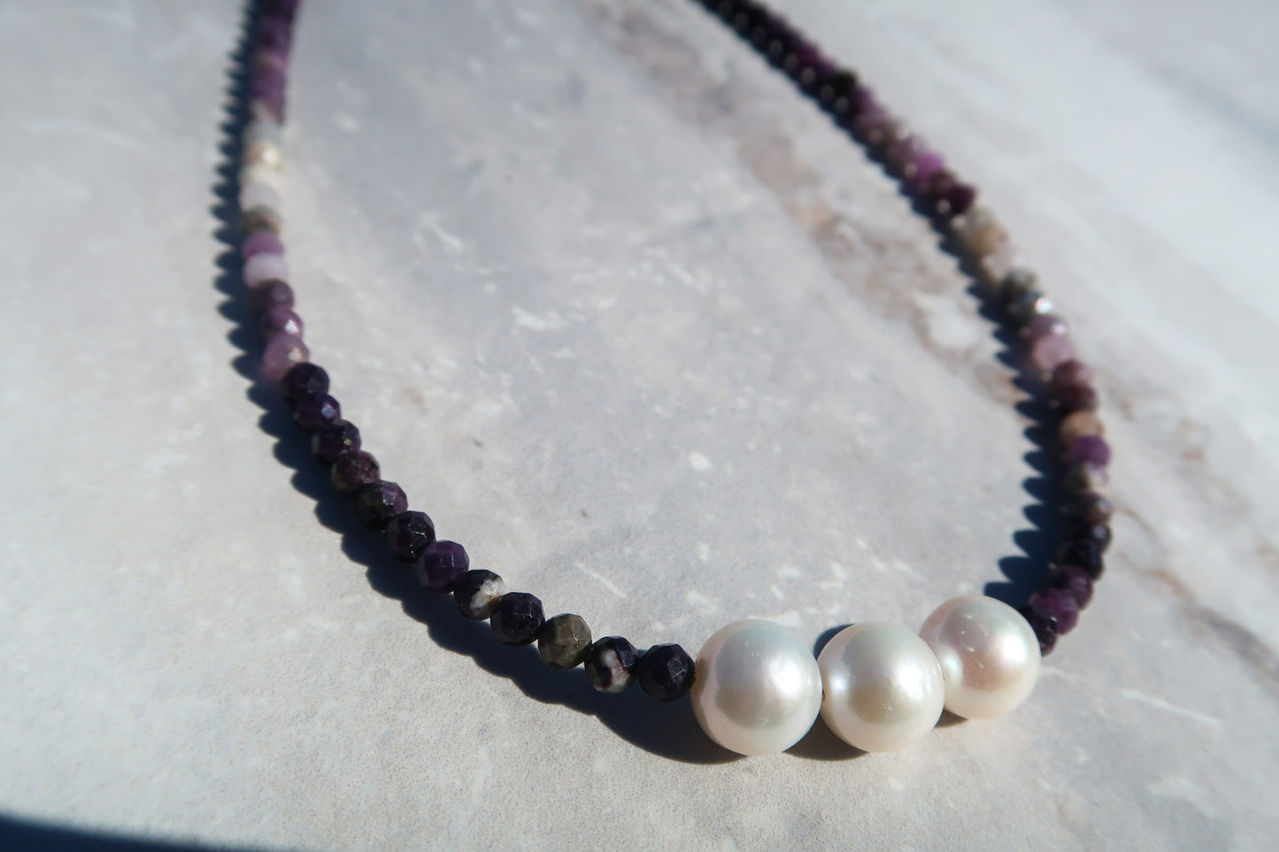 Purple Opal & White Edison Pearls