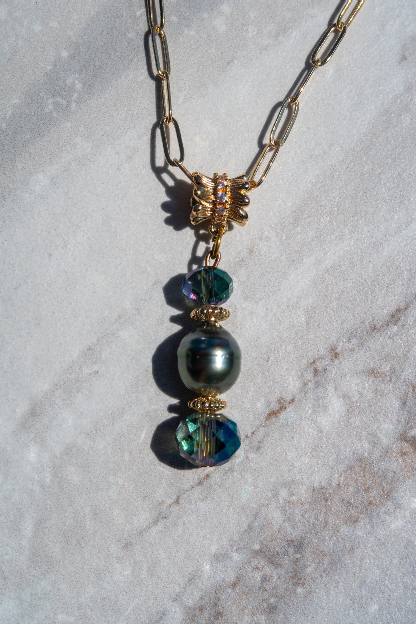 Tahitian Pearl Pendant Necklace - Gold Plated