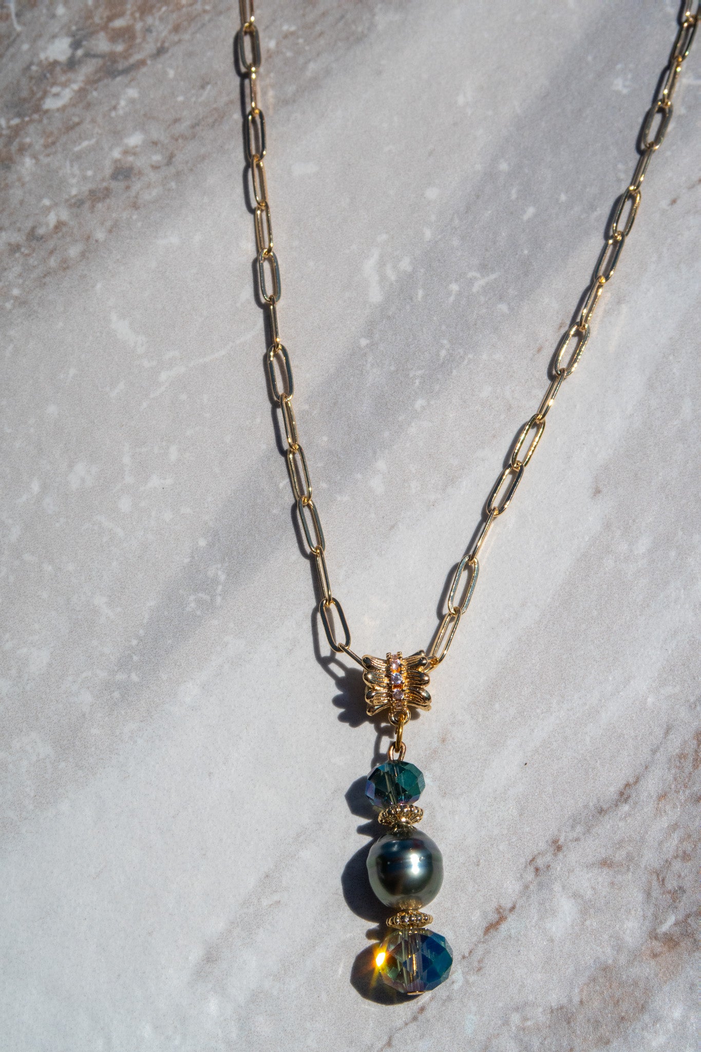 Tahitian Pearl Pendant Necklace - Gold Plated