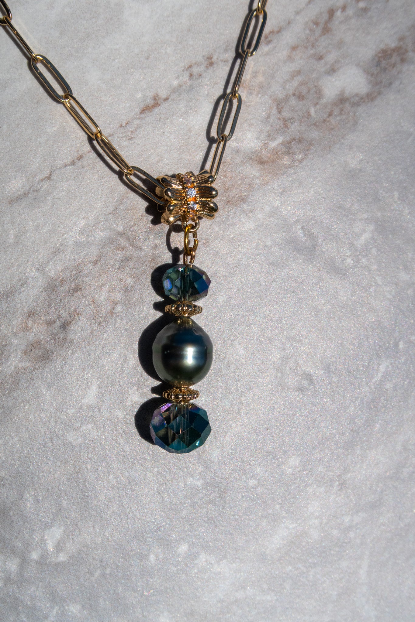 Tahitian Pearl Pendant Necklace - Gold Plated