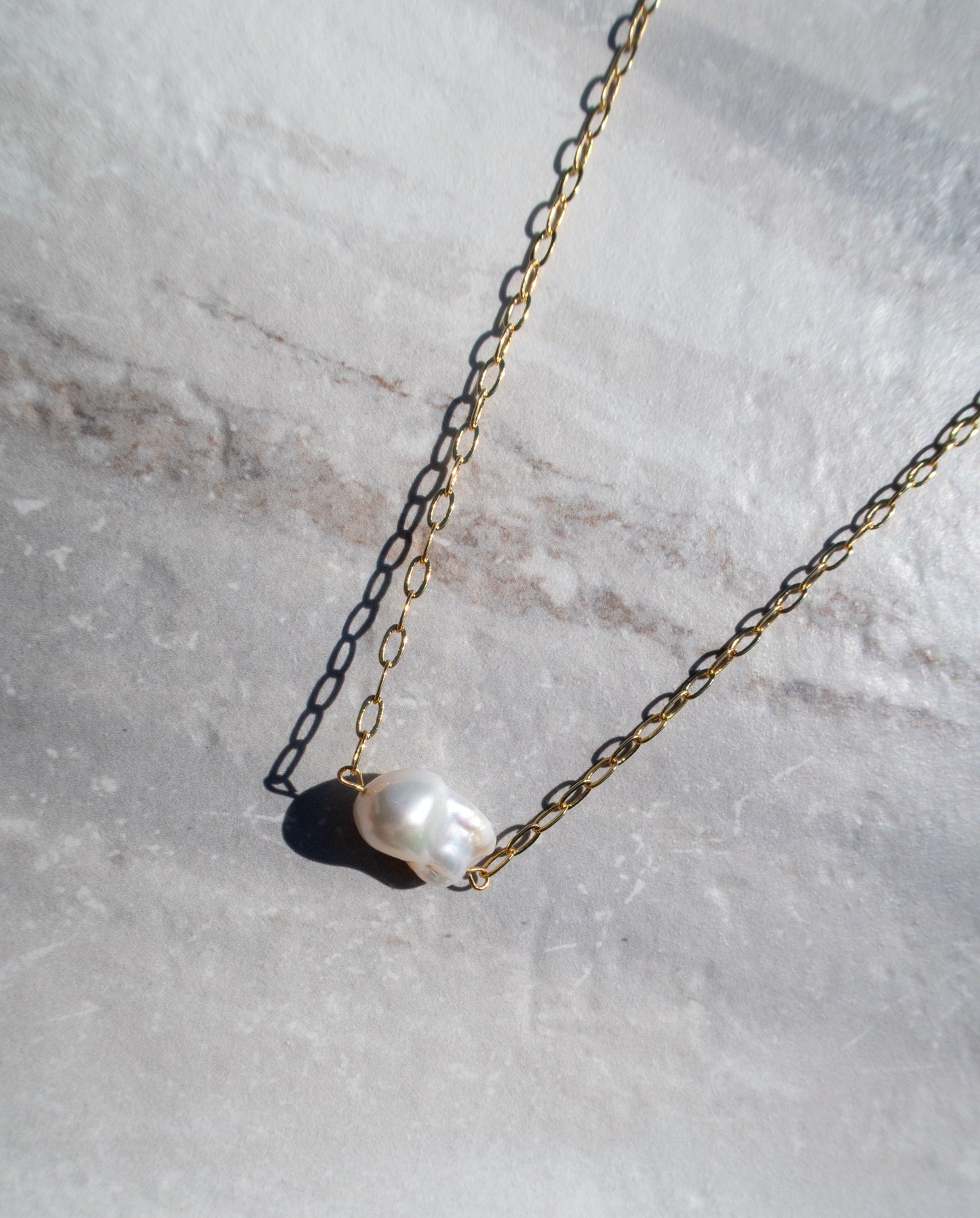 Simple White Baroque Pearl Pendant
