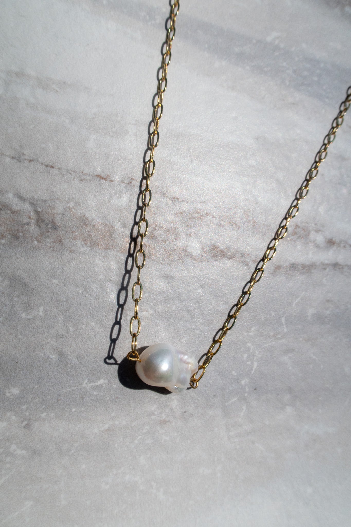 Simple White Baroque Pearl Pendant