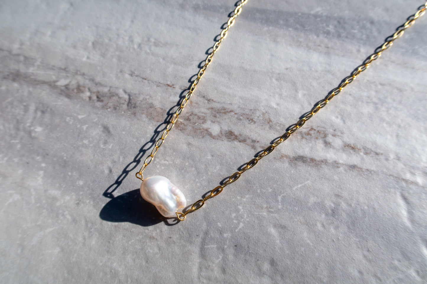 Simple White Baroque Pearl Pendant