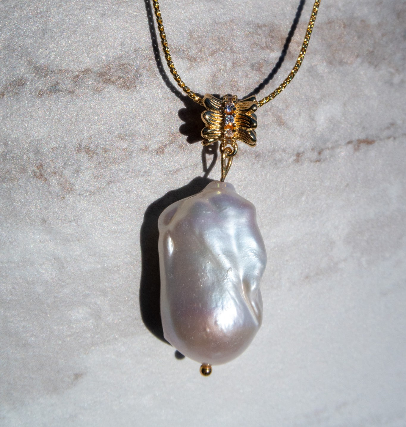Iridescent White Baroque Pendant