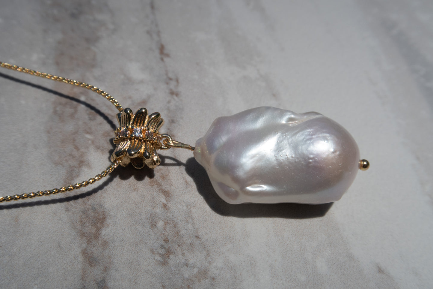 Iridescent White Baroque Pendant