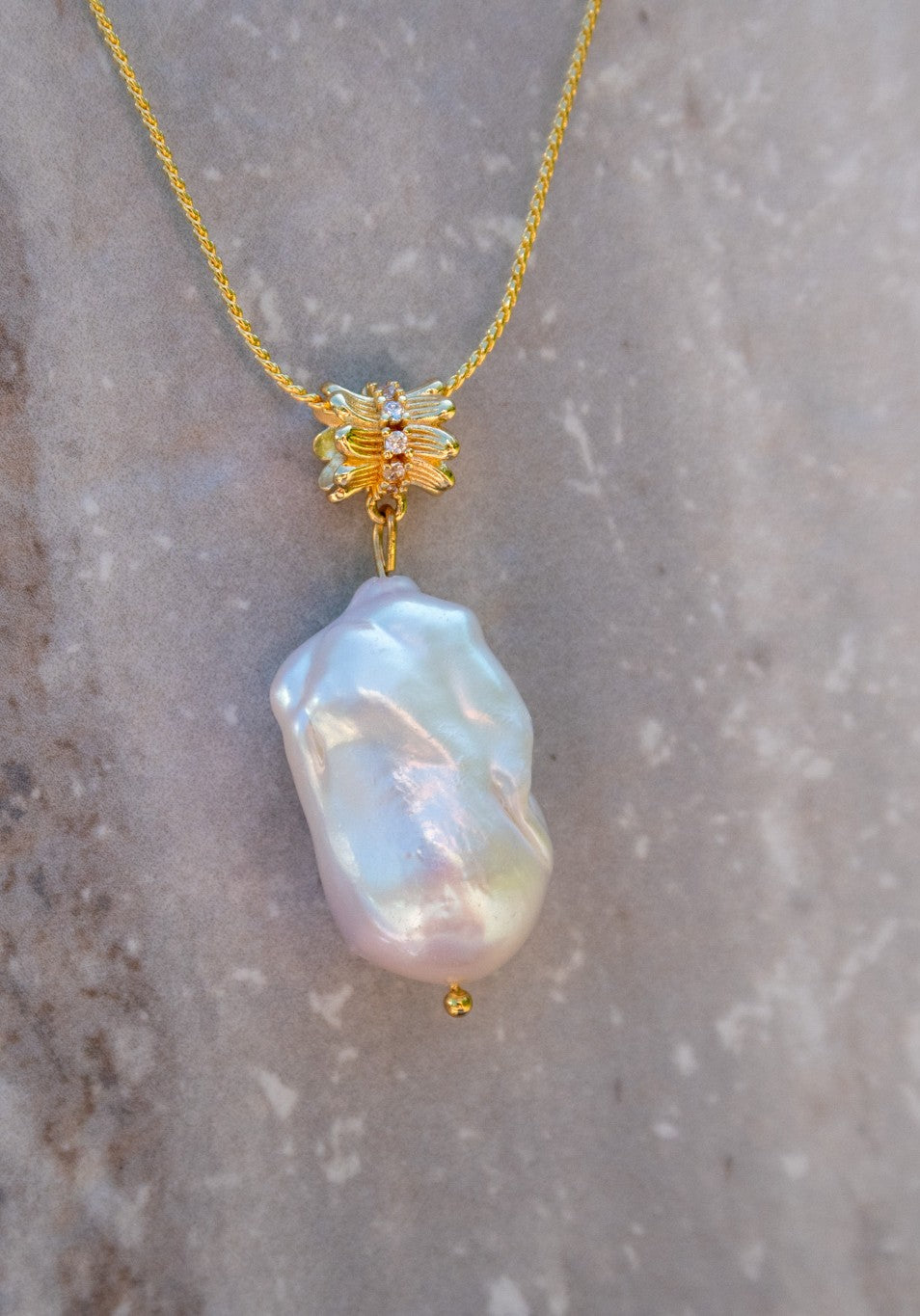 Iridescent White Baroque Pendant