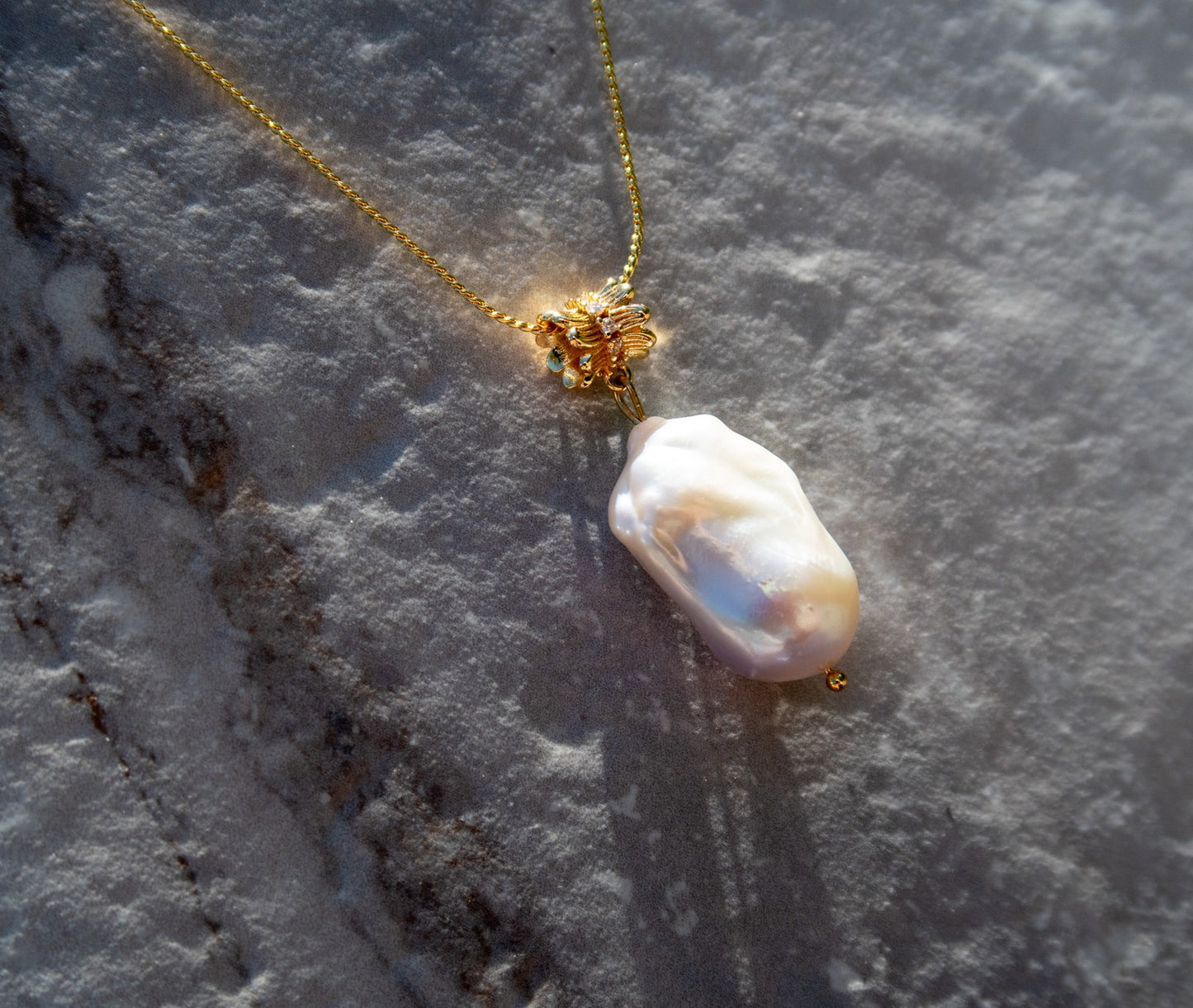 Iridescent White Baroque Pendant
