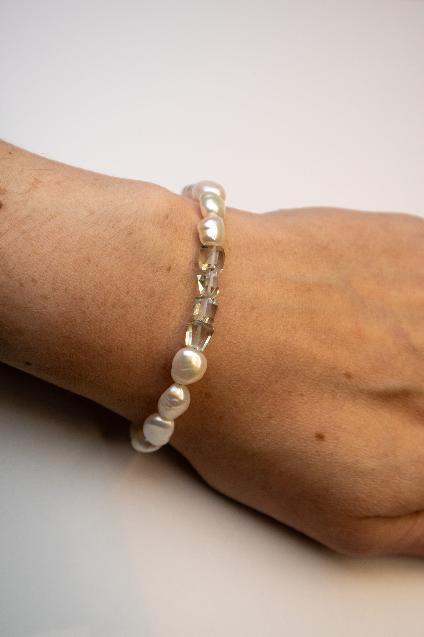 Green Amethyst & Pearl Bracelet