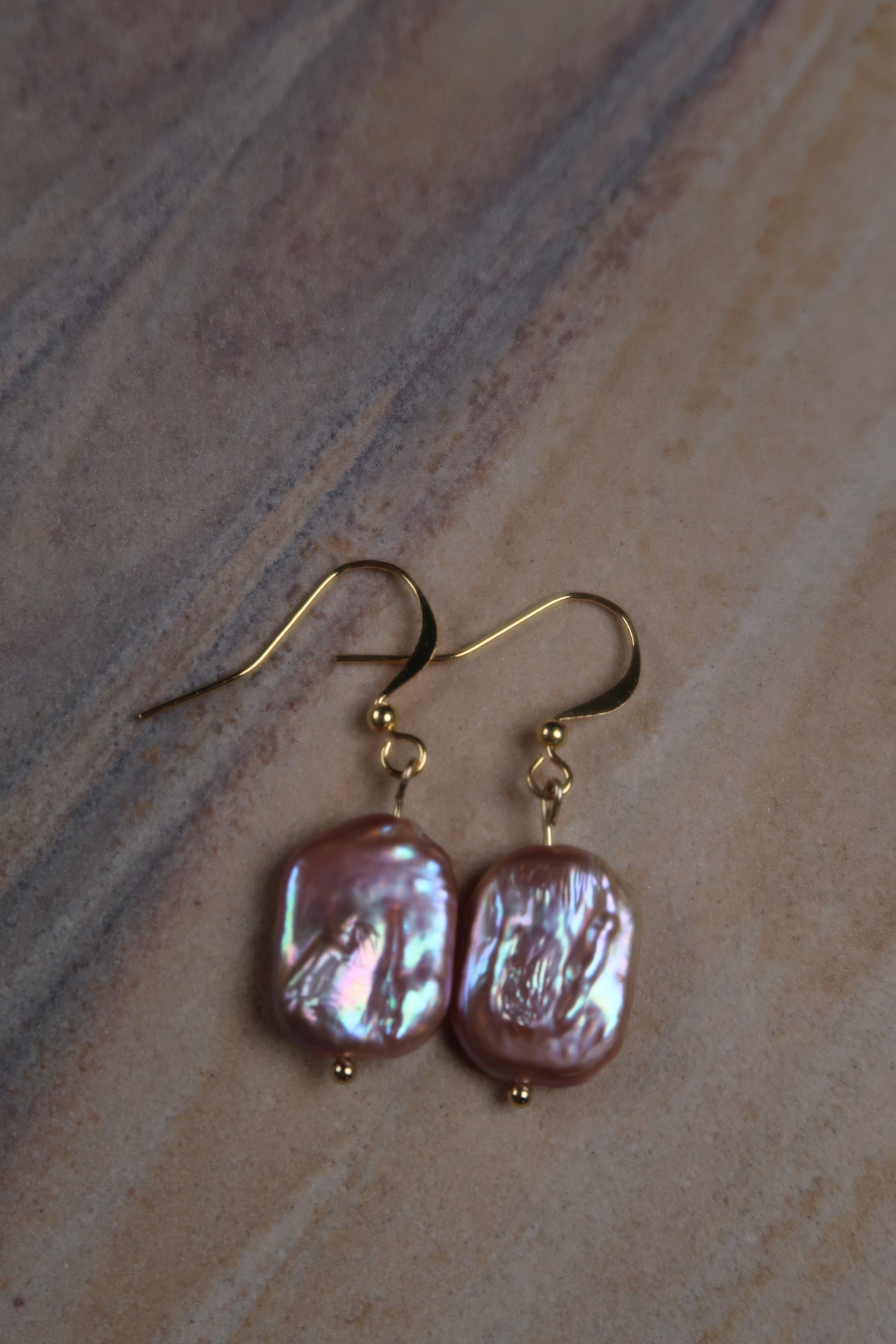 Stunning Pink Rectangle Pearl Earrings✨