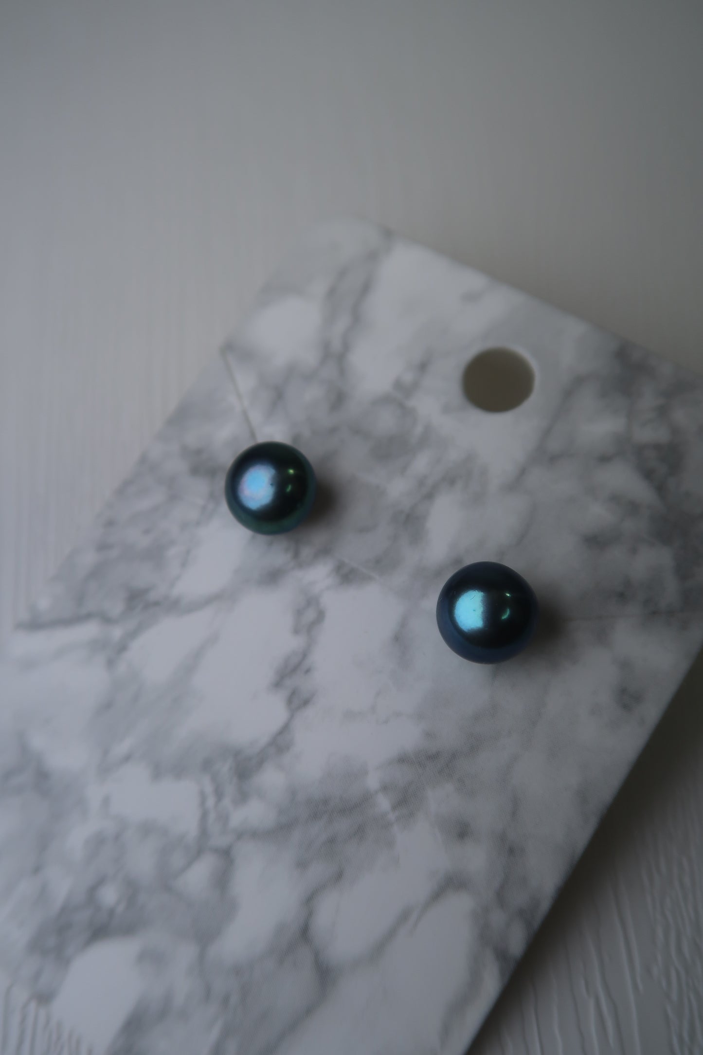 Peacock Blue Freshwater Pearl Sterling Silver Studs