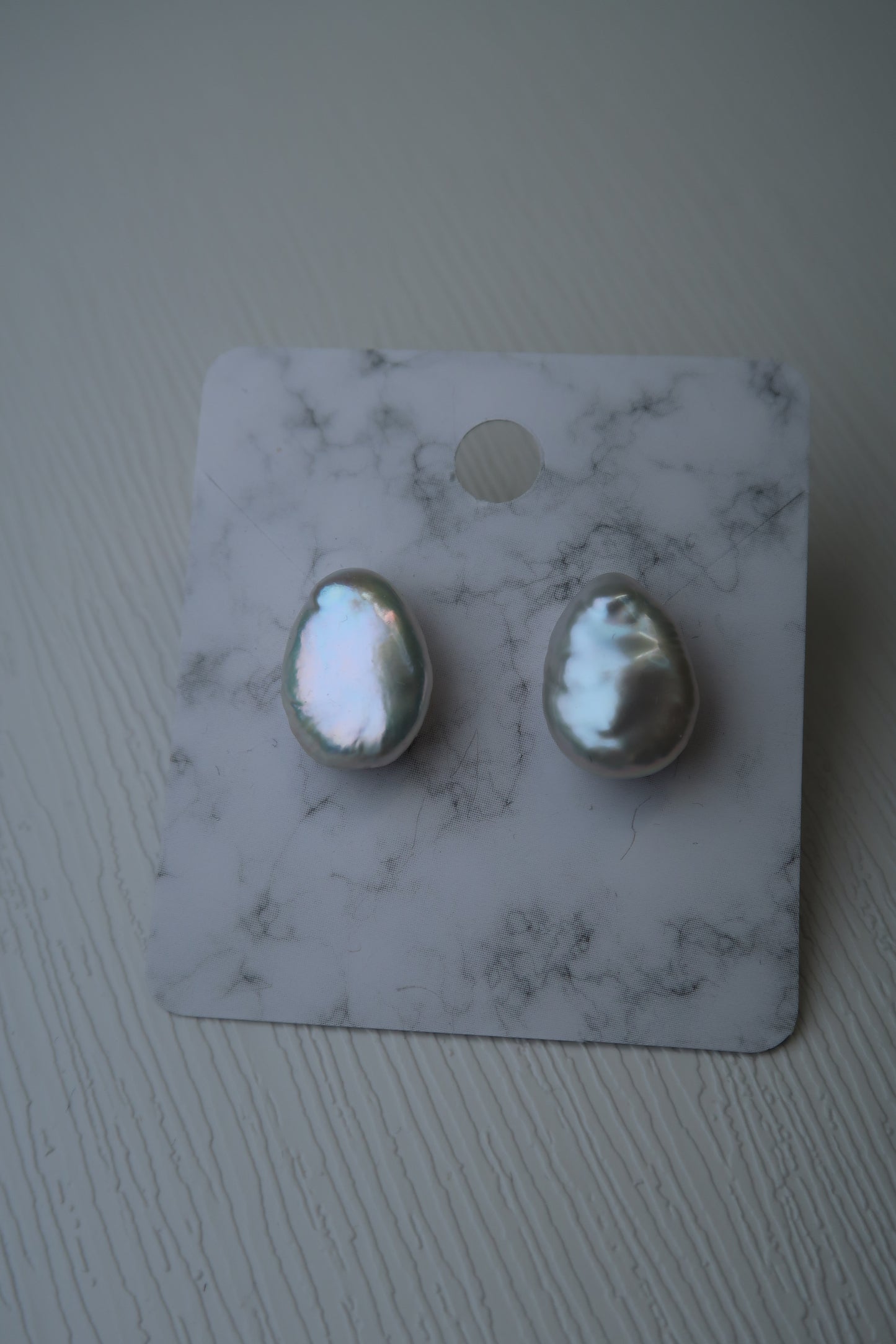 White Teardrop Pearl Studs - Sterling Silver
