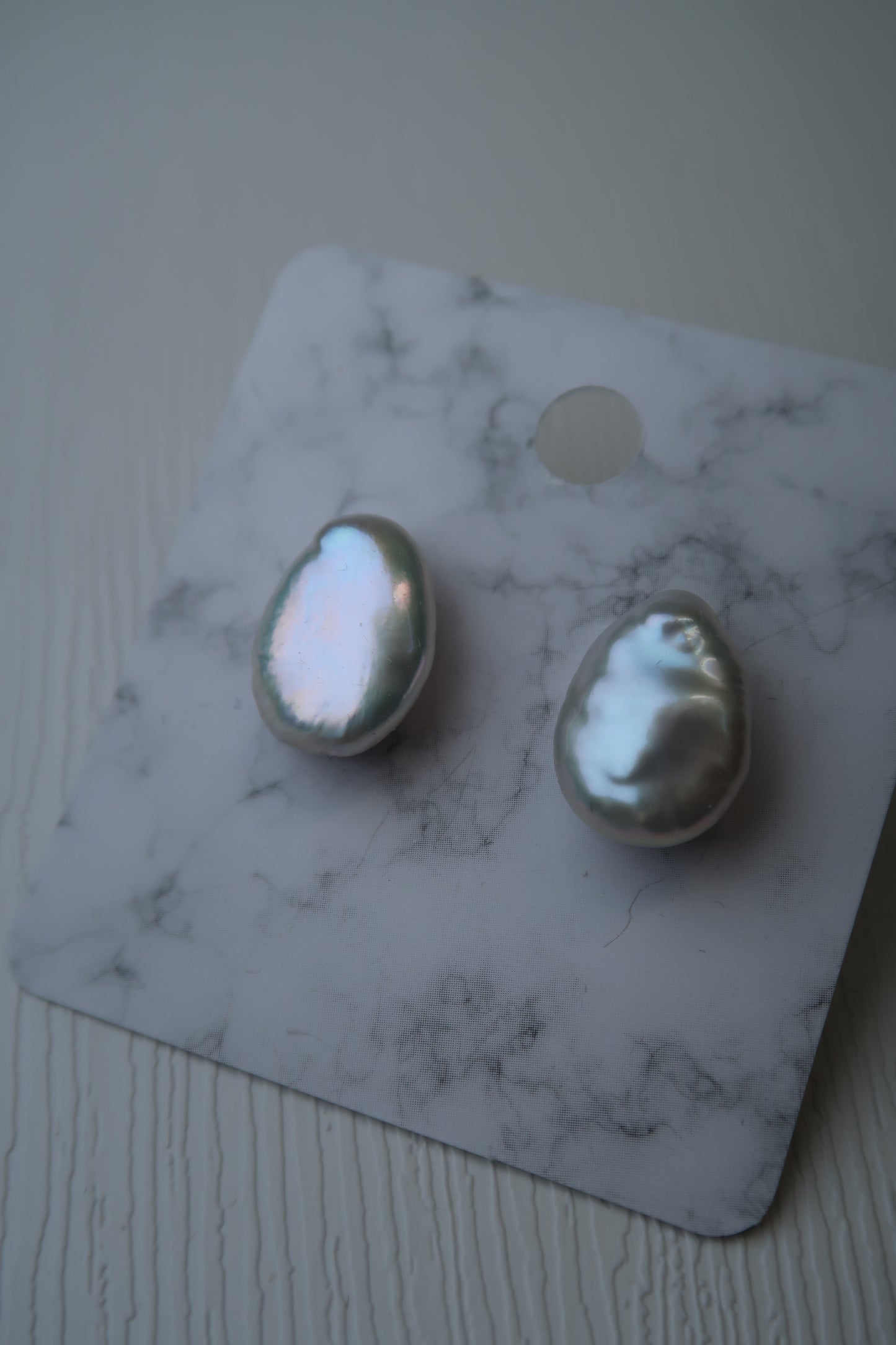 White Teardrop Pearl Studs - Sterling Silver