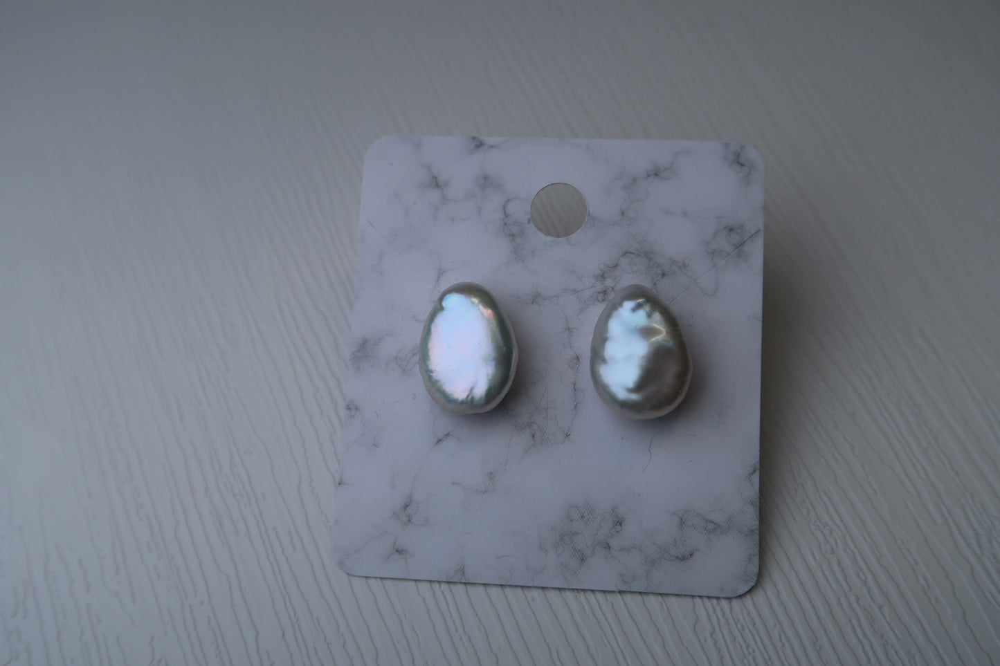 White Teardrop Pearl Studs - Sterling Silver