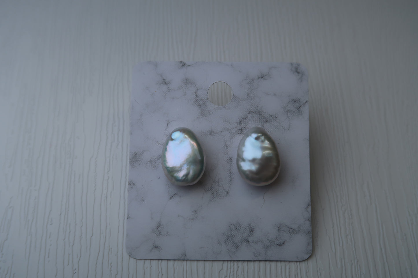 White Teardrop Pearl Studs - Sterling Silver
